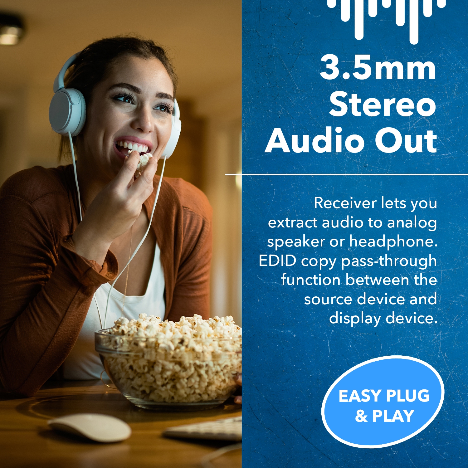 Prolongateur HDMI 4K sur CAT6/7 avec KVM et sortie en boucle HDMI 4K à 60 Hz jusqu’à 230 pi