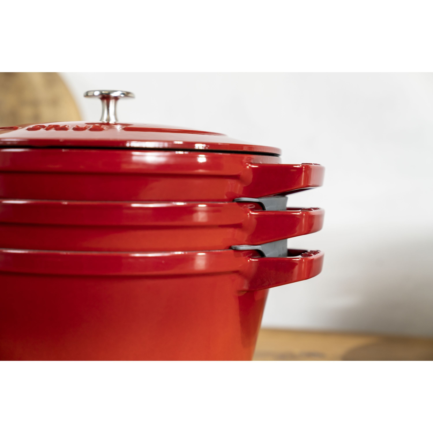 STAUB Stackable Set Stackable Set 3 Piece Cast Iron, Cherry
