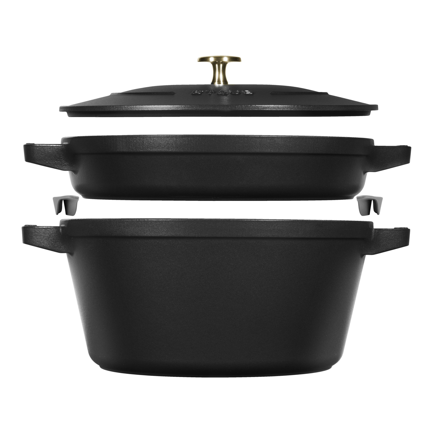 STAUB Stackable Set Stackable Set 3 Piece Cast Iron, Black