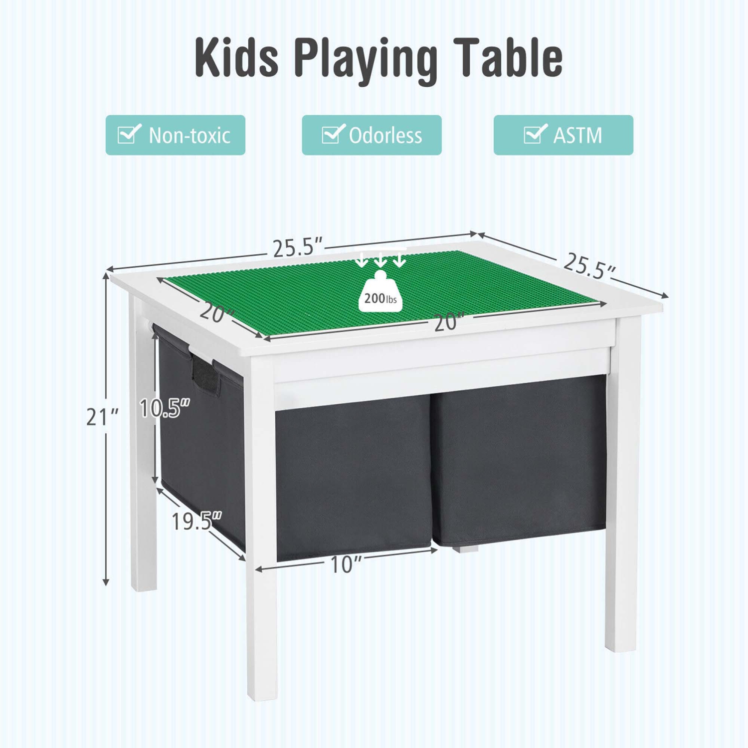 Gymax 2-in-1 Kids Double-sided Activity Building Block Table w/ Storage Drawers White