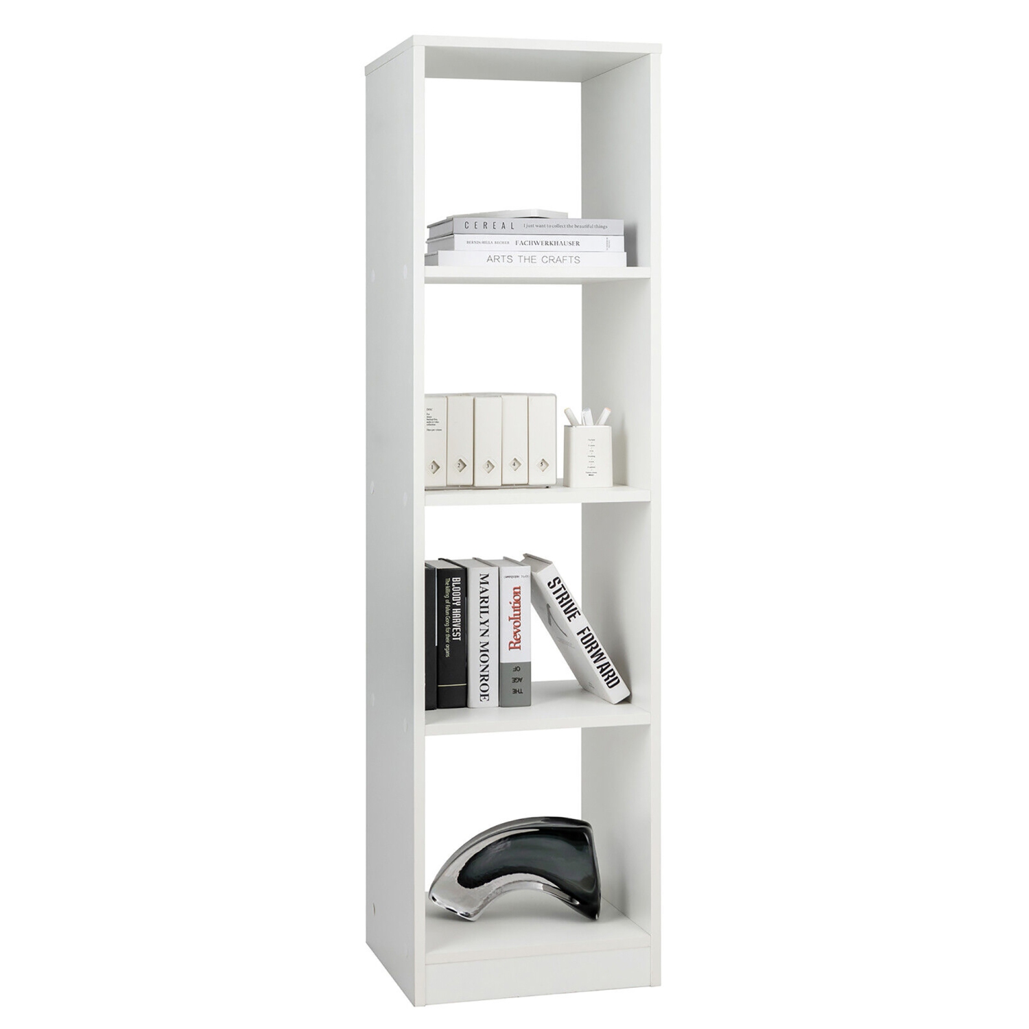 Gymax 5-Tier Bookshelf Corner Bookcase Storage Display Organizer w/ 4 Cubes
