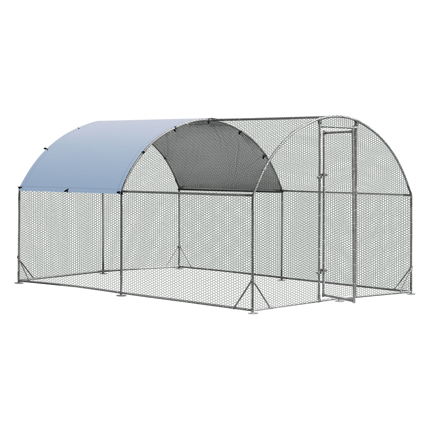 Gymax Large Metal Chicken Coop Outdoor Galvanized Dome Cage w/ Cover 9 ft x 12.5 ft