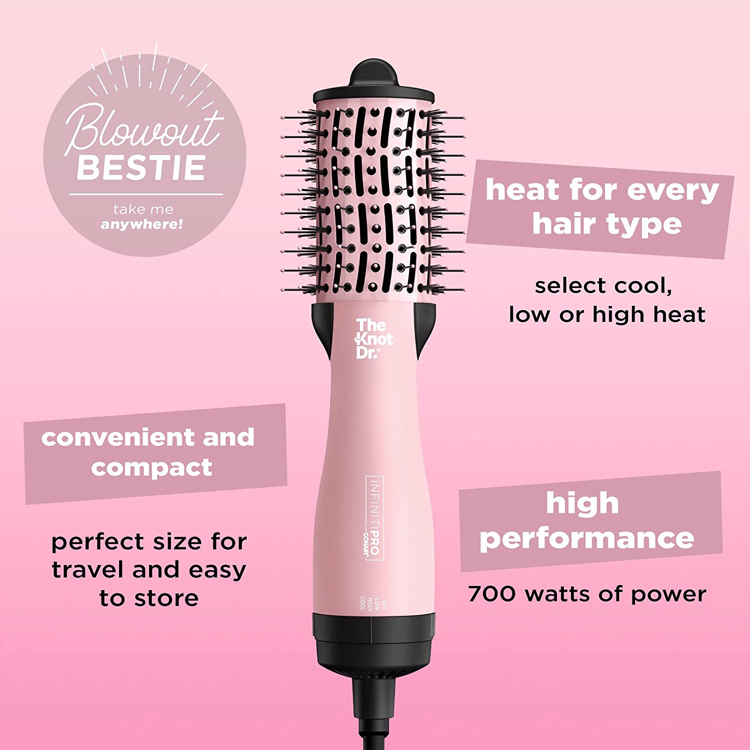 Mini brosse-séchoir ovale tout-en-un de Conair - BC114