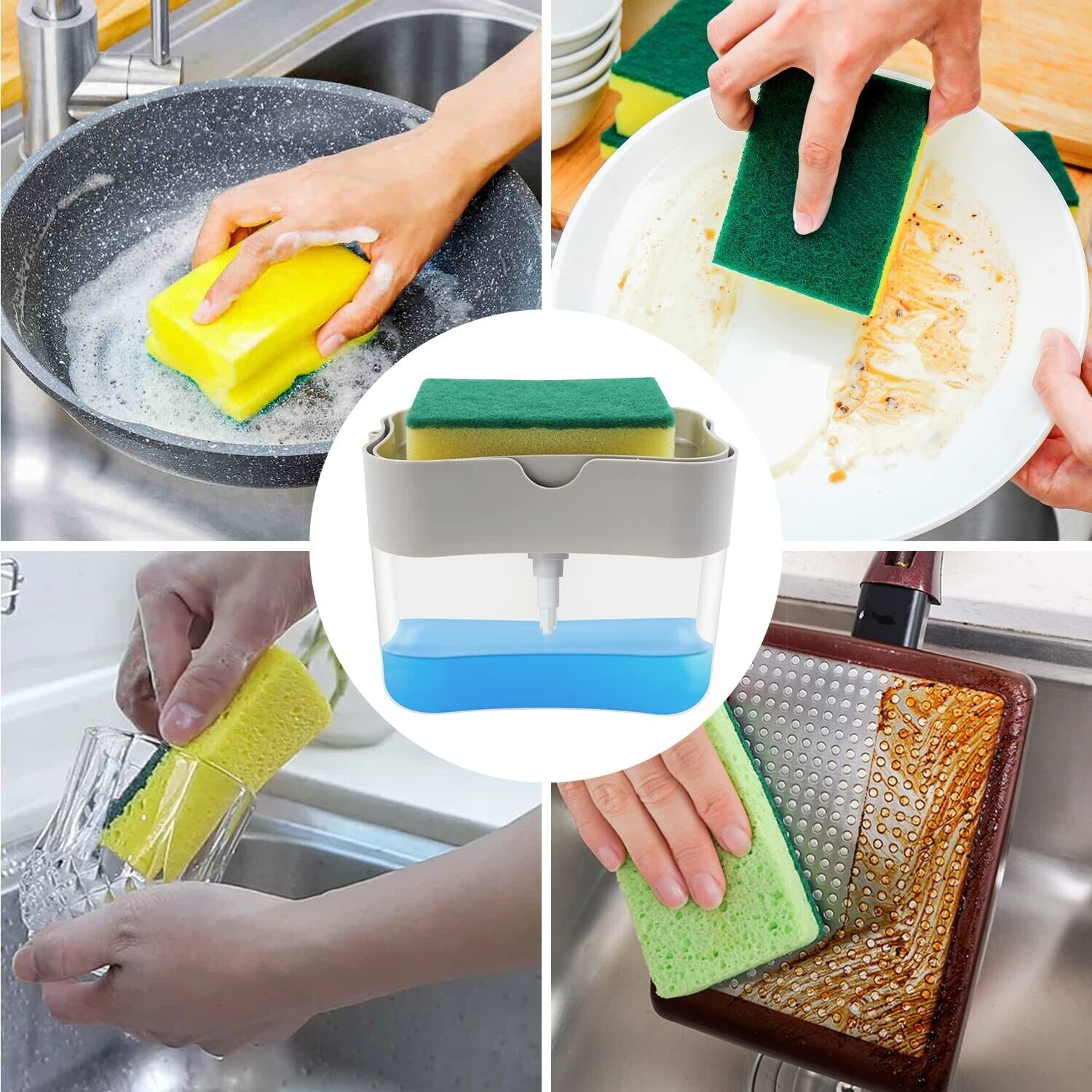 Distributeur de savon à vaisselle ISTAR avec porte-éponge distributeur de savon de comptoir pour distributeur de savon à vaisselle pour évier de