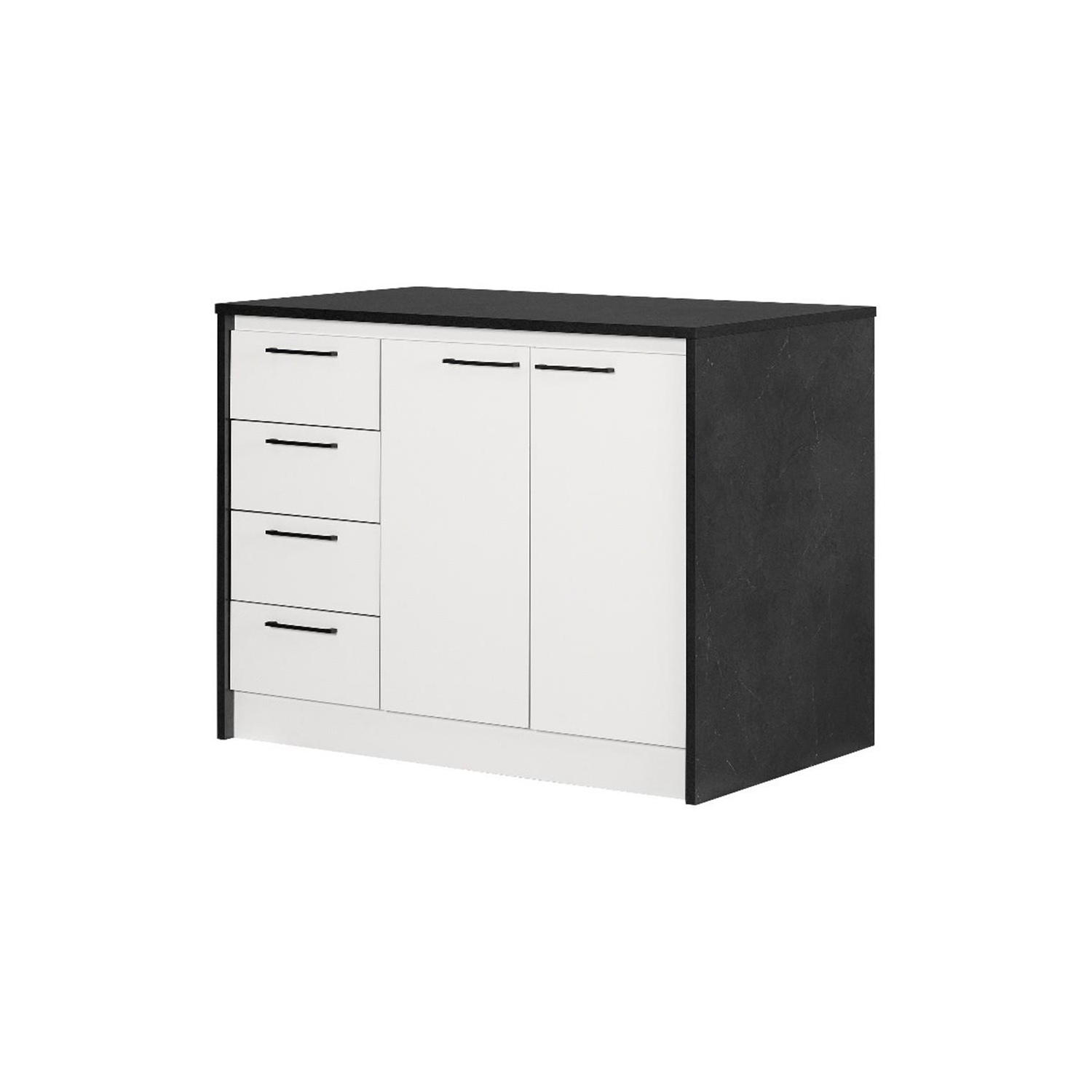 South Shore Myro 48"W Engineered Wood Kitchen Island with Storage in Black/White