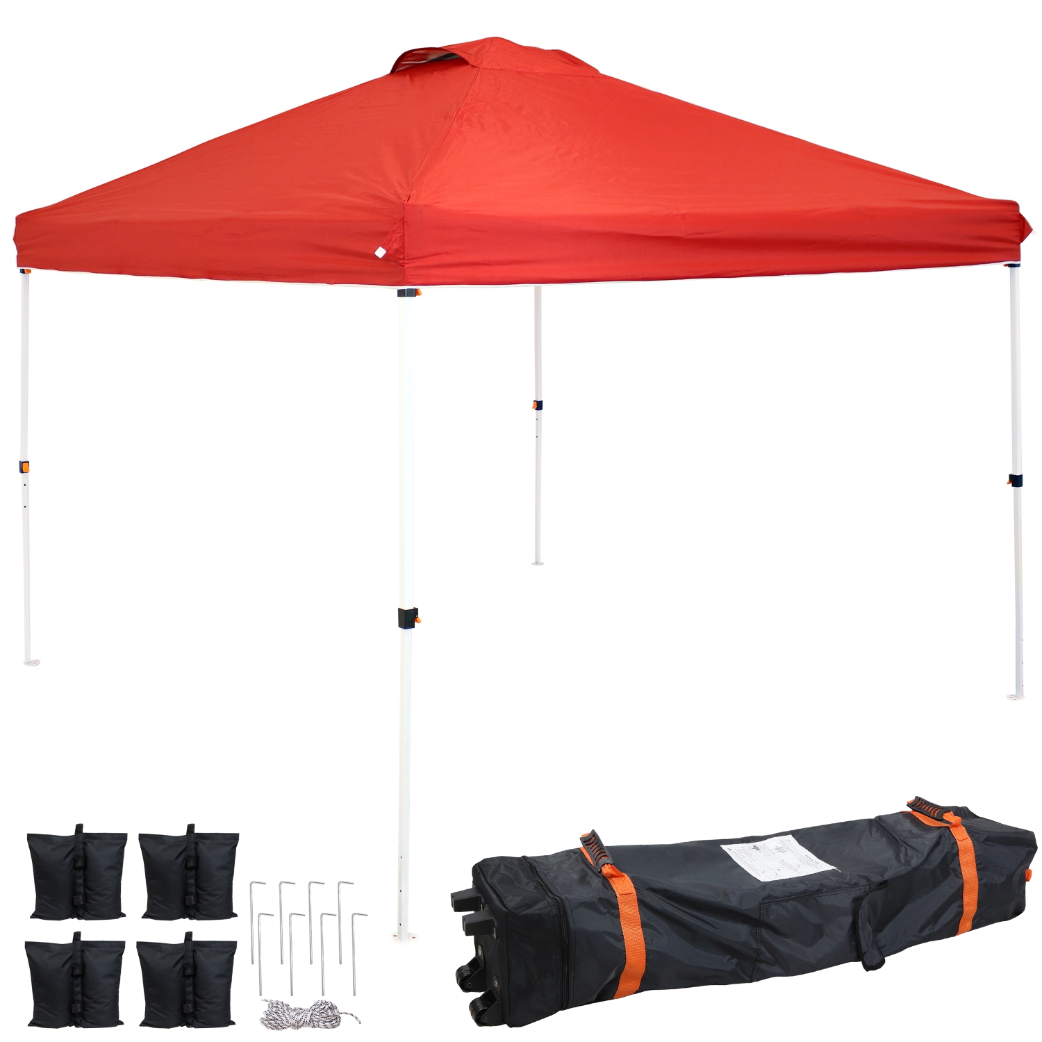 Sunnydaze Premium Pop-Up Canopy with Sandbags - 12 ft x 12 ft - Red