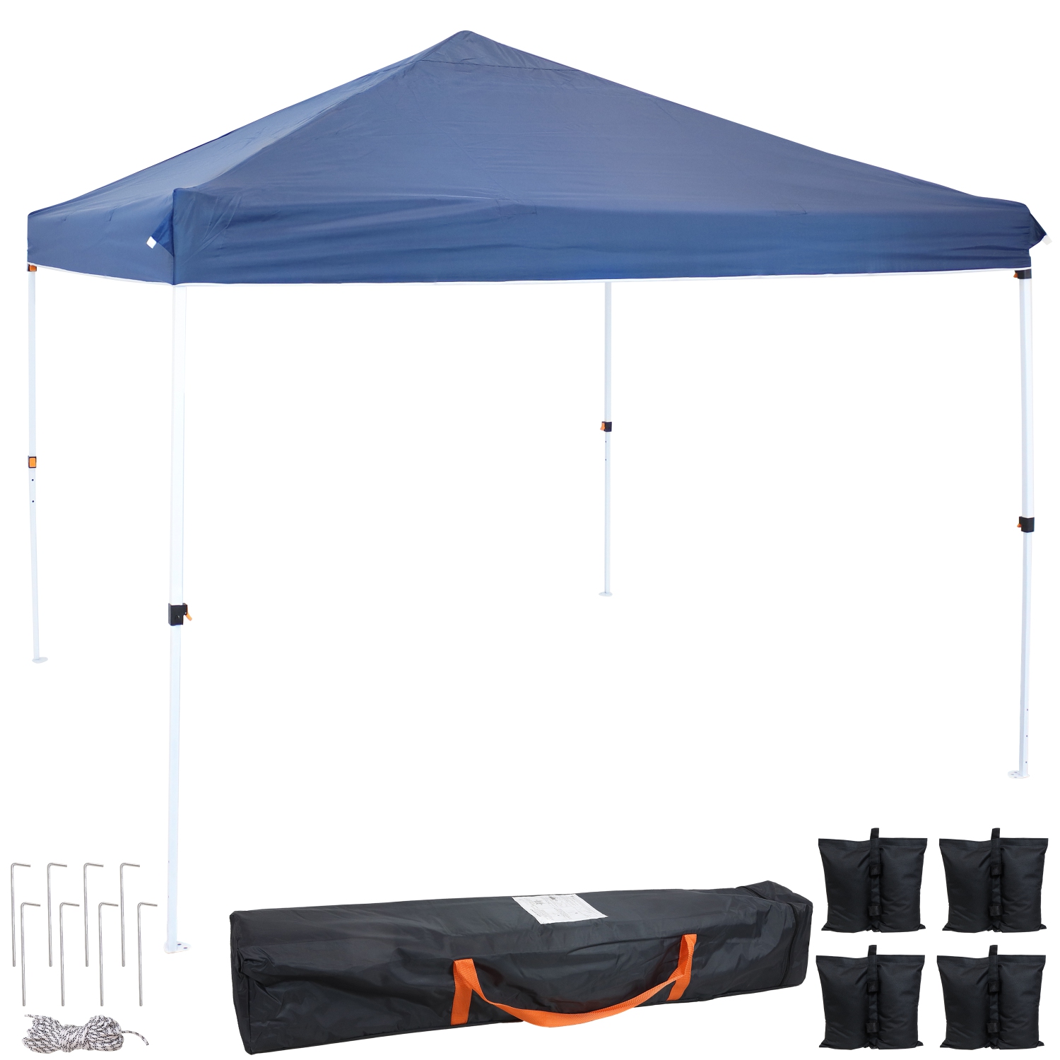 Sunnydaze Standard Pop-Up Canopy with Sandbags - 12 ft x 12 ft - Blue