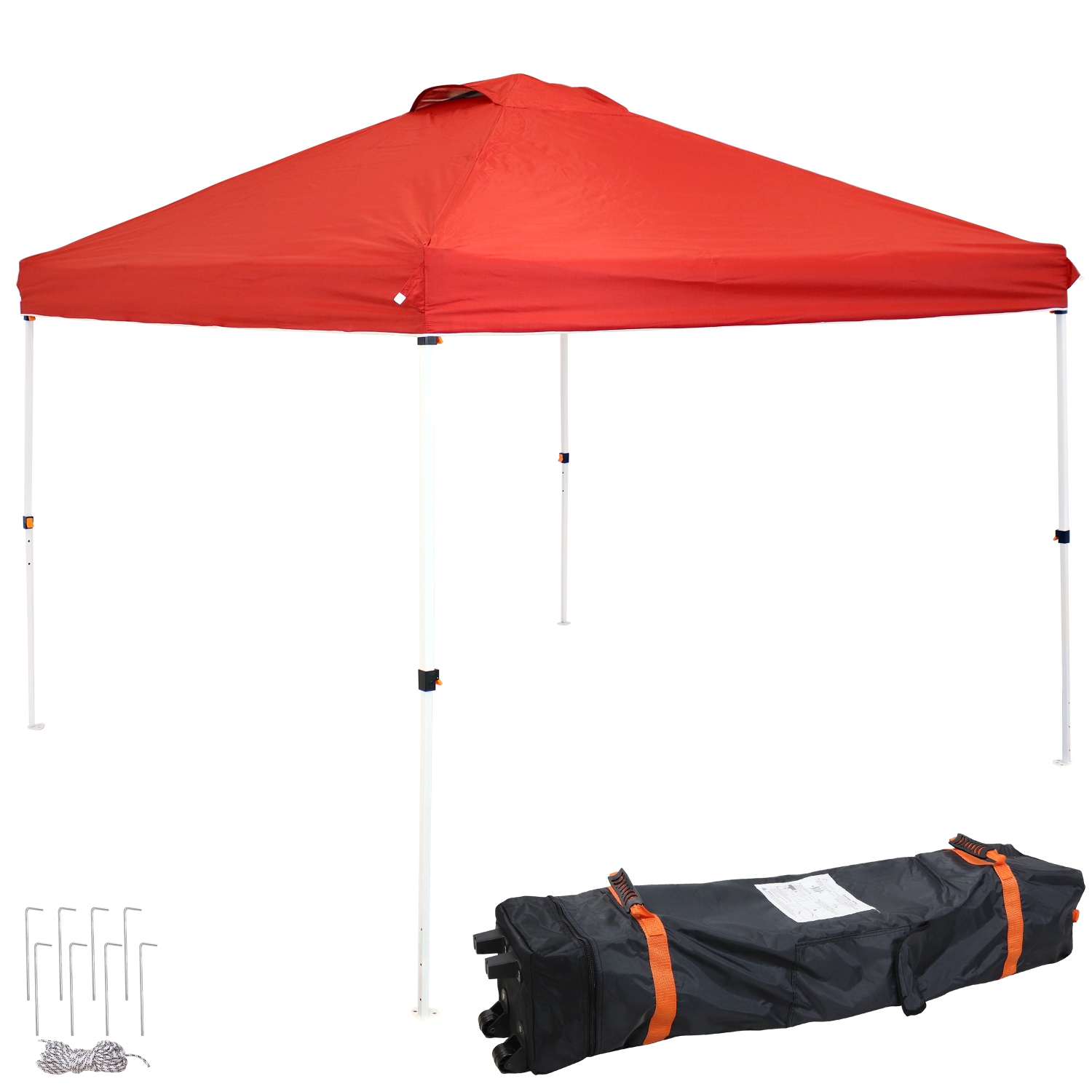 Sunnydaze Premium Pop-Up Canopy with Rolling Bag - 12 ft x 12 ft - Red