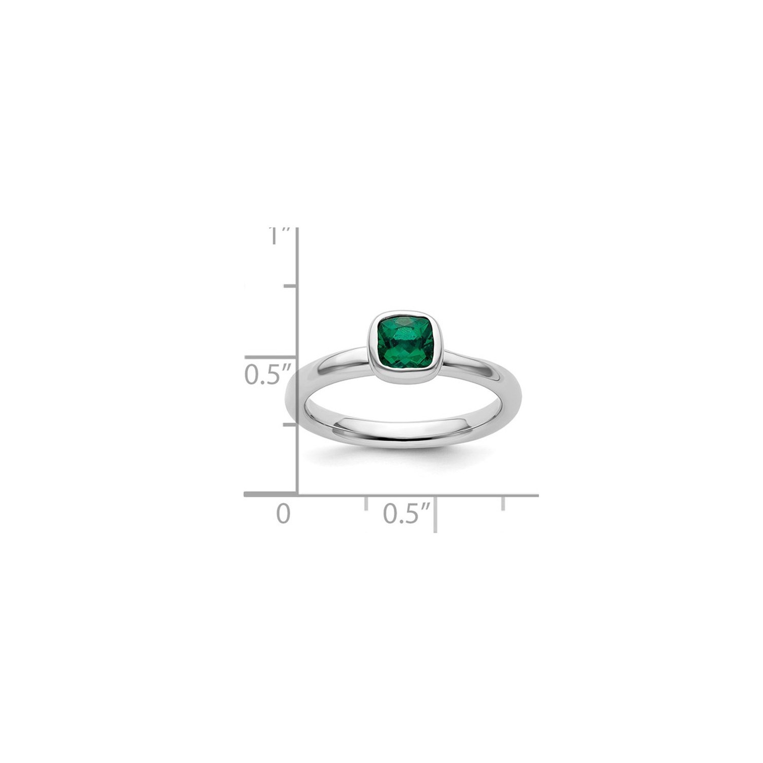 1/2 Carat Cushion-Cut Lab-Created Emerald Ring in Sterling Silver