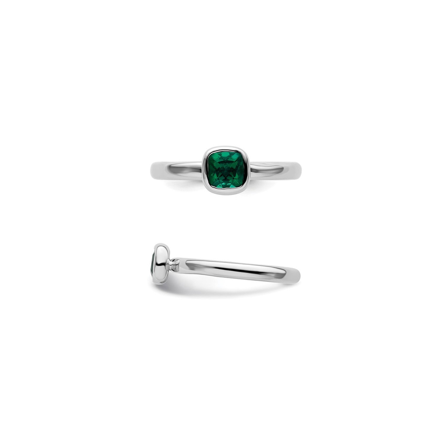 1/2 Carat Cushion-Cut Lab-Created Emerald Ring in Sterling Silver