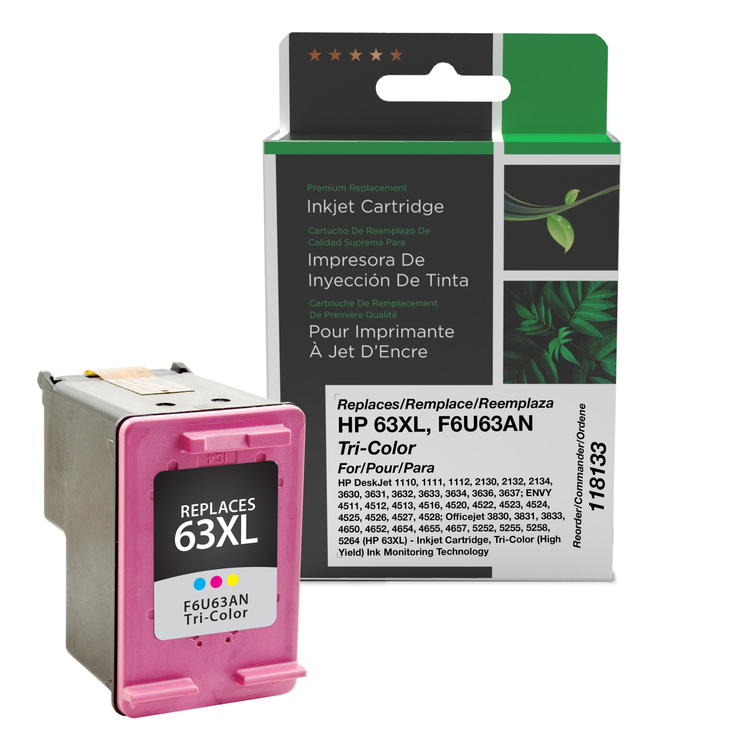(Refurbished Excellent) - Clover Imaging Group Tri-Color Ink Cartridge for HP 63XL - (118133)