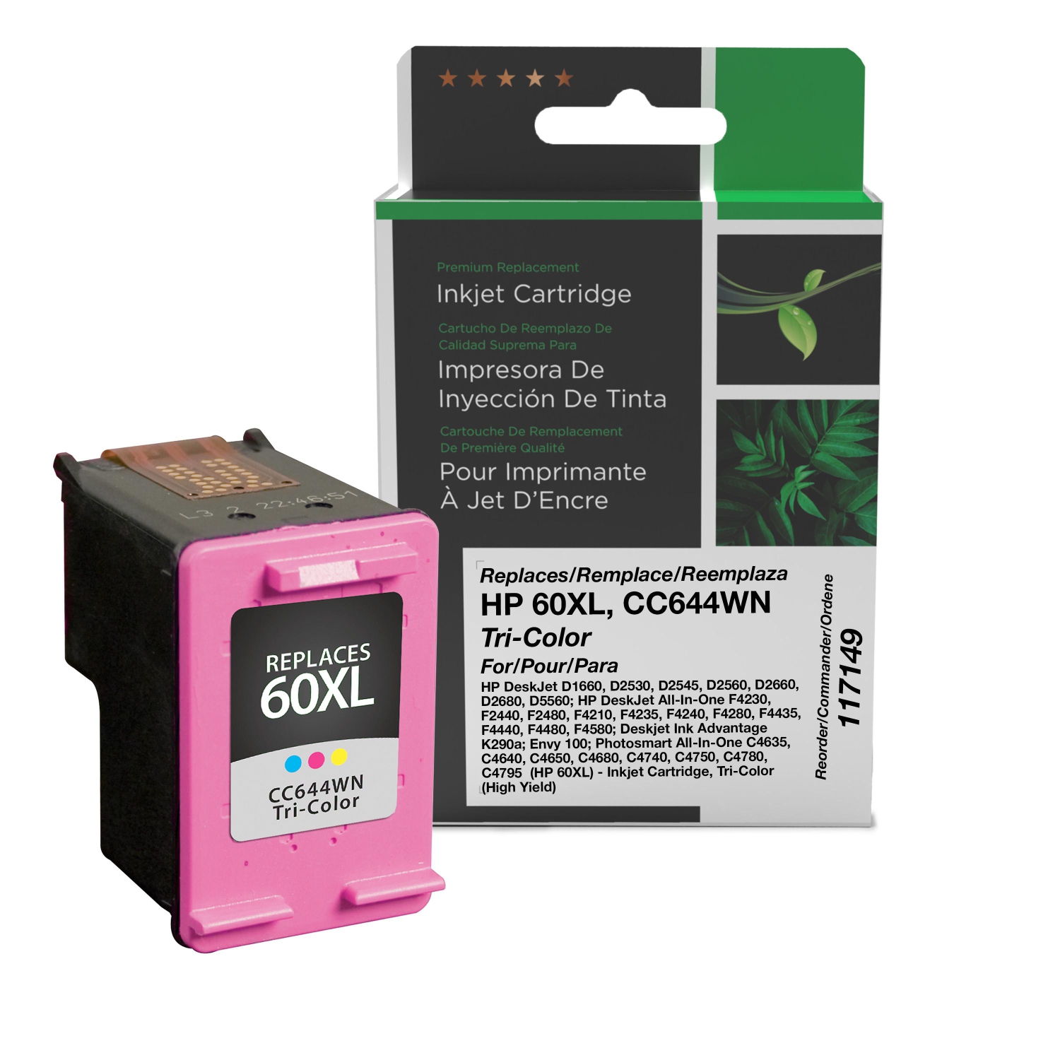 Clover Imaging Group Remanufactured Tri-Color Ink Cartridge for HP 60XL - (117149)-Refurbished Excellent