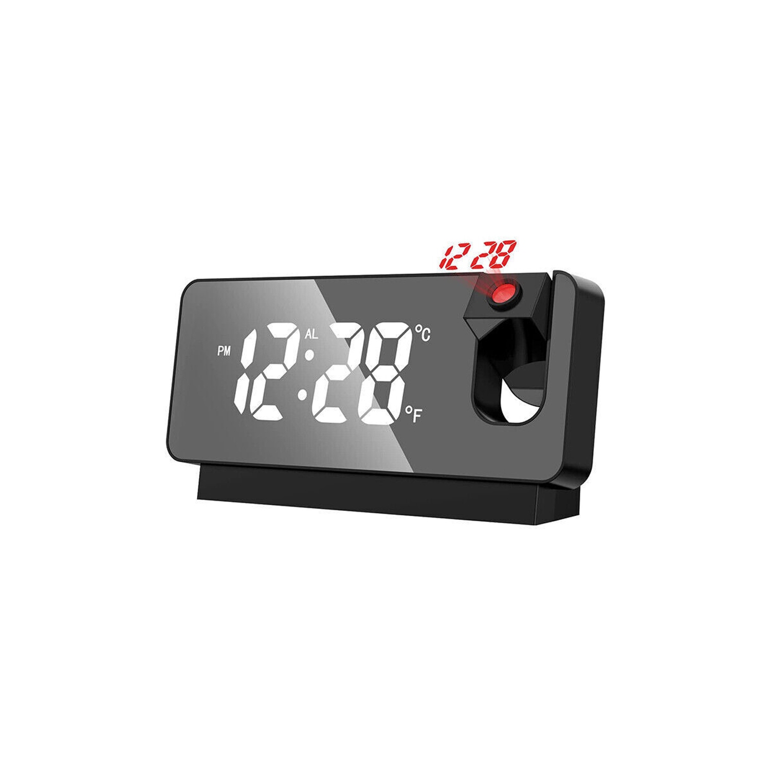 axGear Portable Projection Alarm Clock USB Powered Bedside Clock Quiet Sleeping Clocks - Black