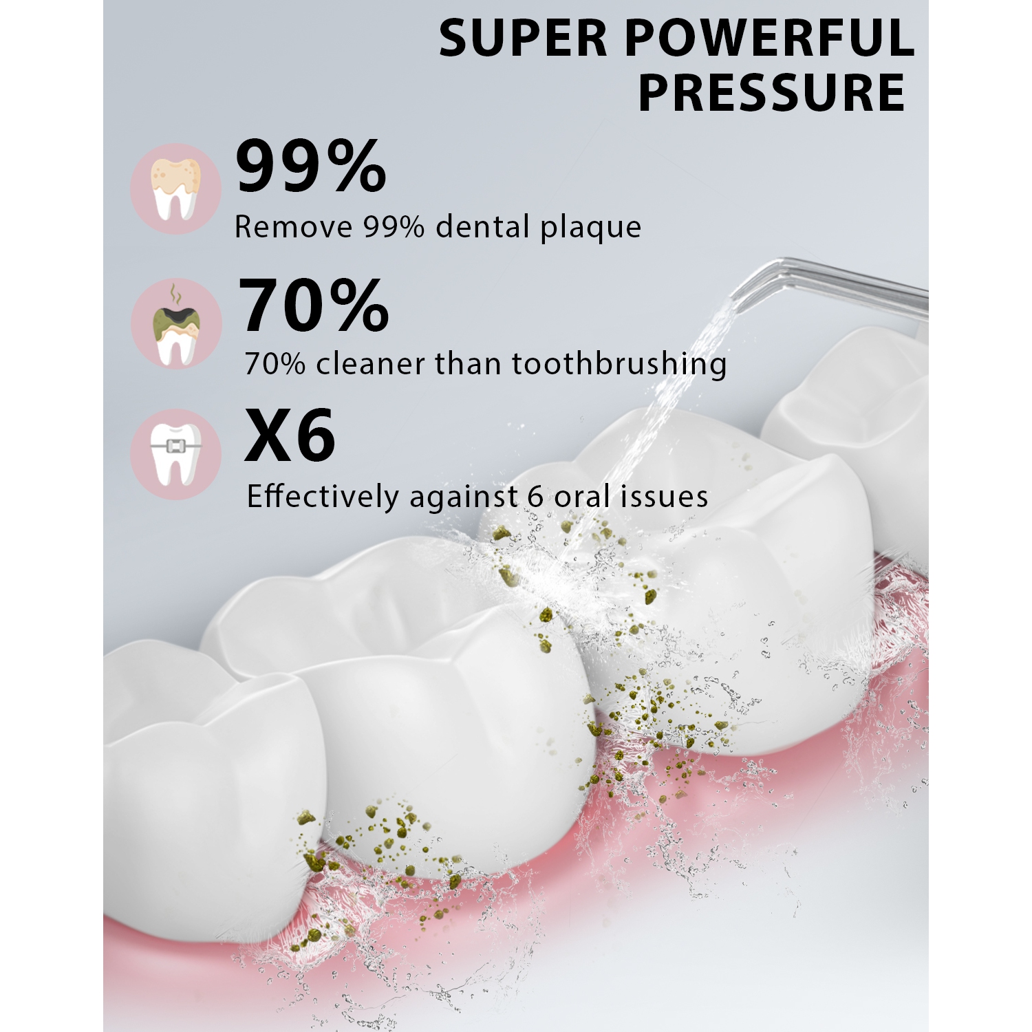 MySmile Powerful Cordless 350ML Water Dental Flosser Portable OLED Display Oral Irrigator with 5 Pressure Modes 8 Replaceable Jet Tips and Storage