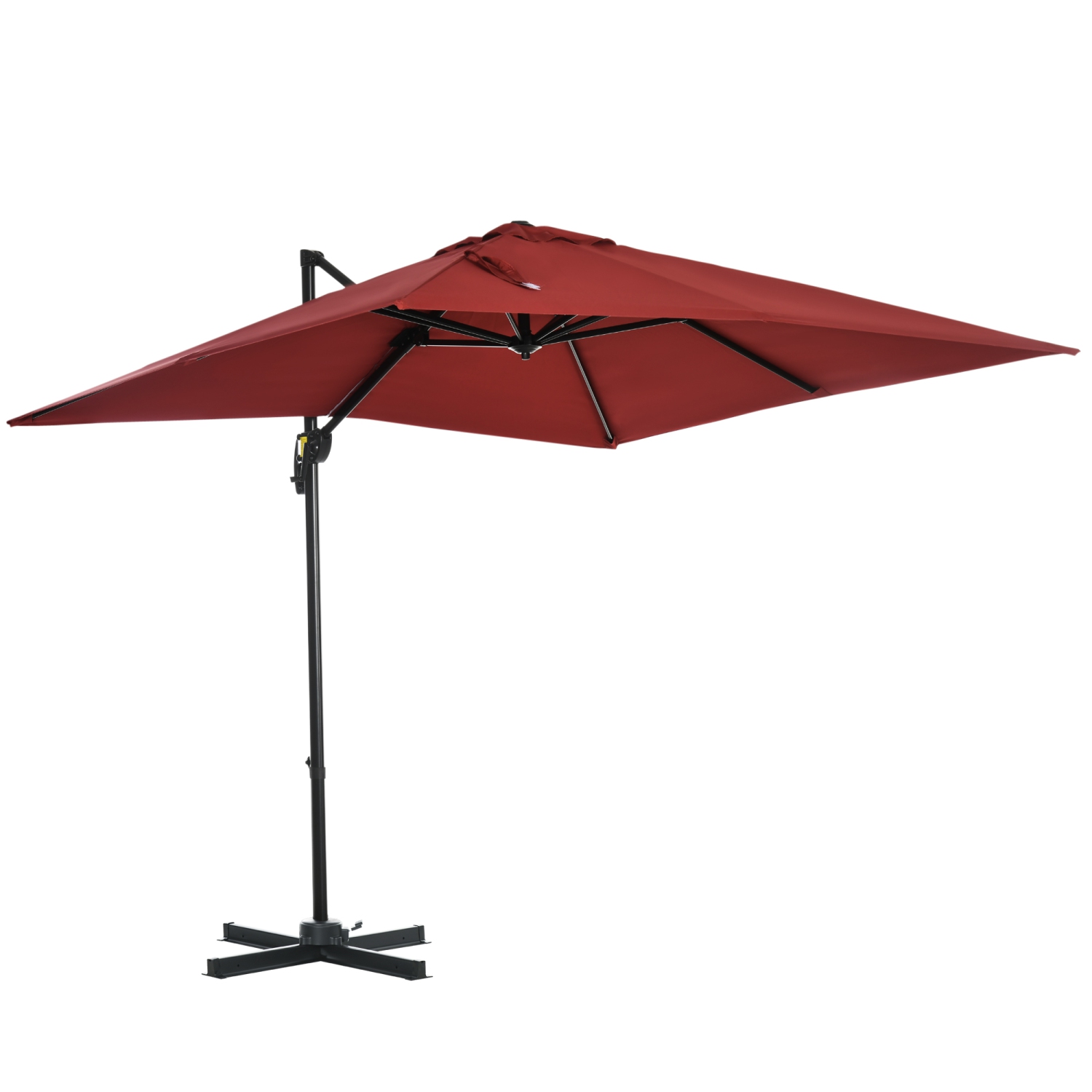Outsunny 8' x 8' Square Patio Hanging Offset Umbrella with 360° Rotation, Aluminum Outdoor Cantilever Parasol with Crank & Tilt, Sun Canopy Shelter