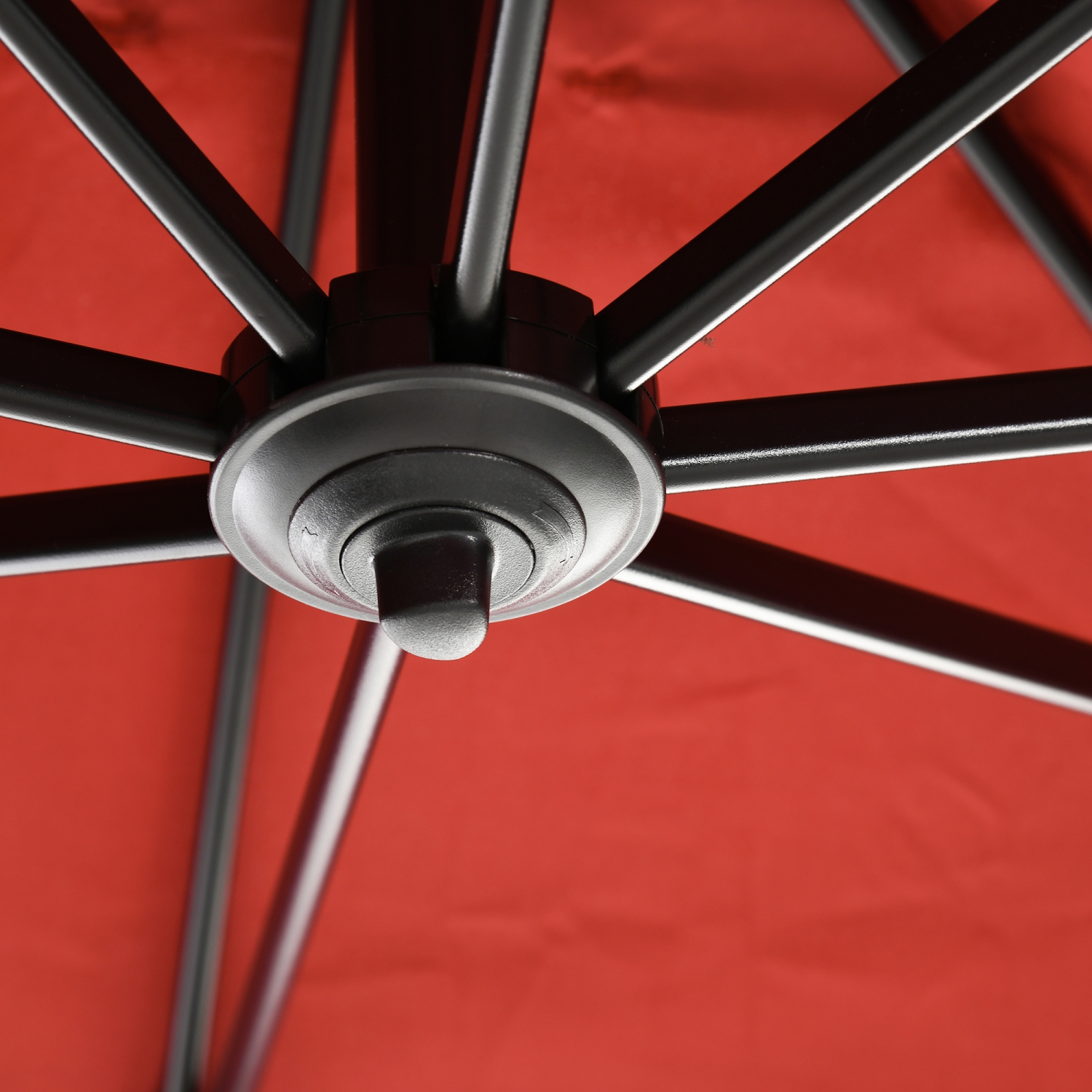 Outsunny 8' x 8' Square Patio Hanging Offset Umbrella with 360° Rotation, Aluminum Outdoor Cantilever Parasol with Crank & Tilt, Sun Canopy Shelter