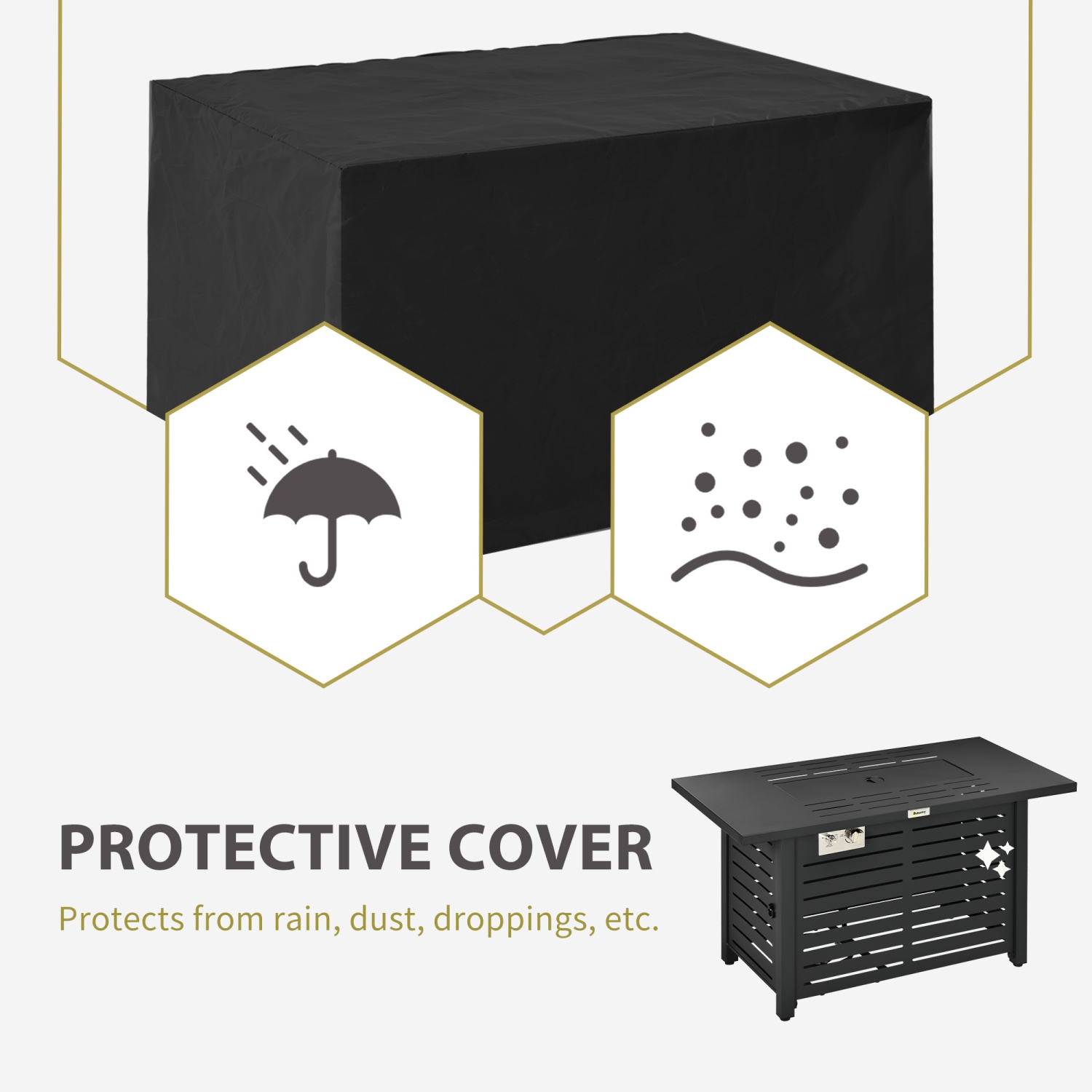 Outsunny Propane Gas Fire Pit Table, Outdoor Firepit with 43" Steel Tabletop and Lid, 50,000 BTU Pulse Ignition Fire Table w/ Stainless Steel Burner,