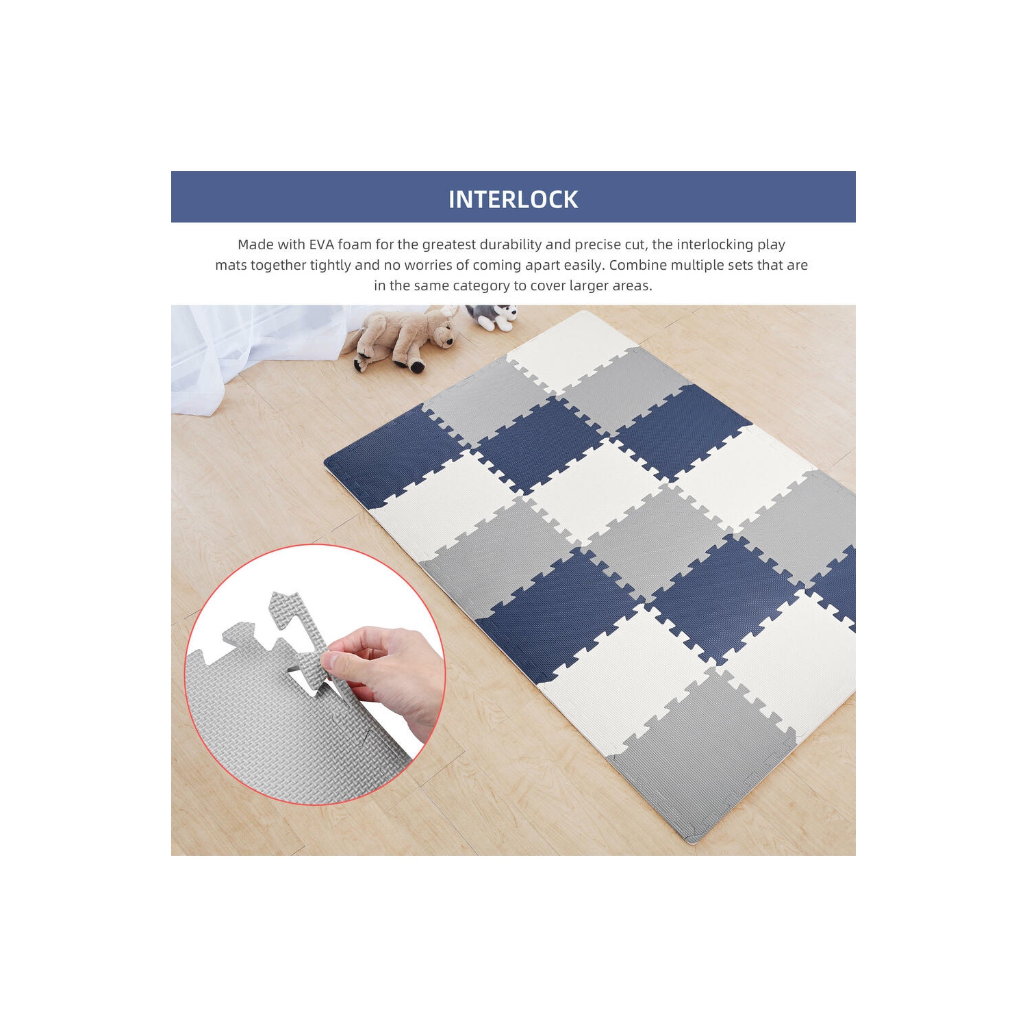 18pcs Puzzle Baby Playmat, EVA Foam Play Mat Crawl Floor Mat, Assembled Size 71.46" x 31.42"