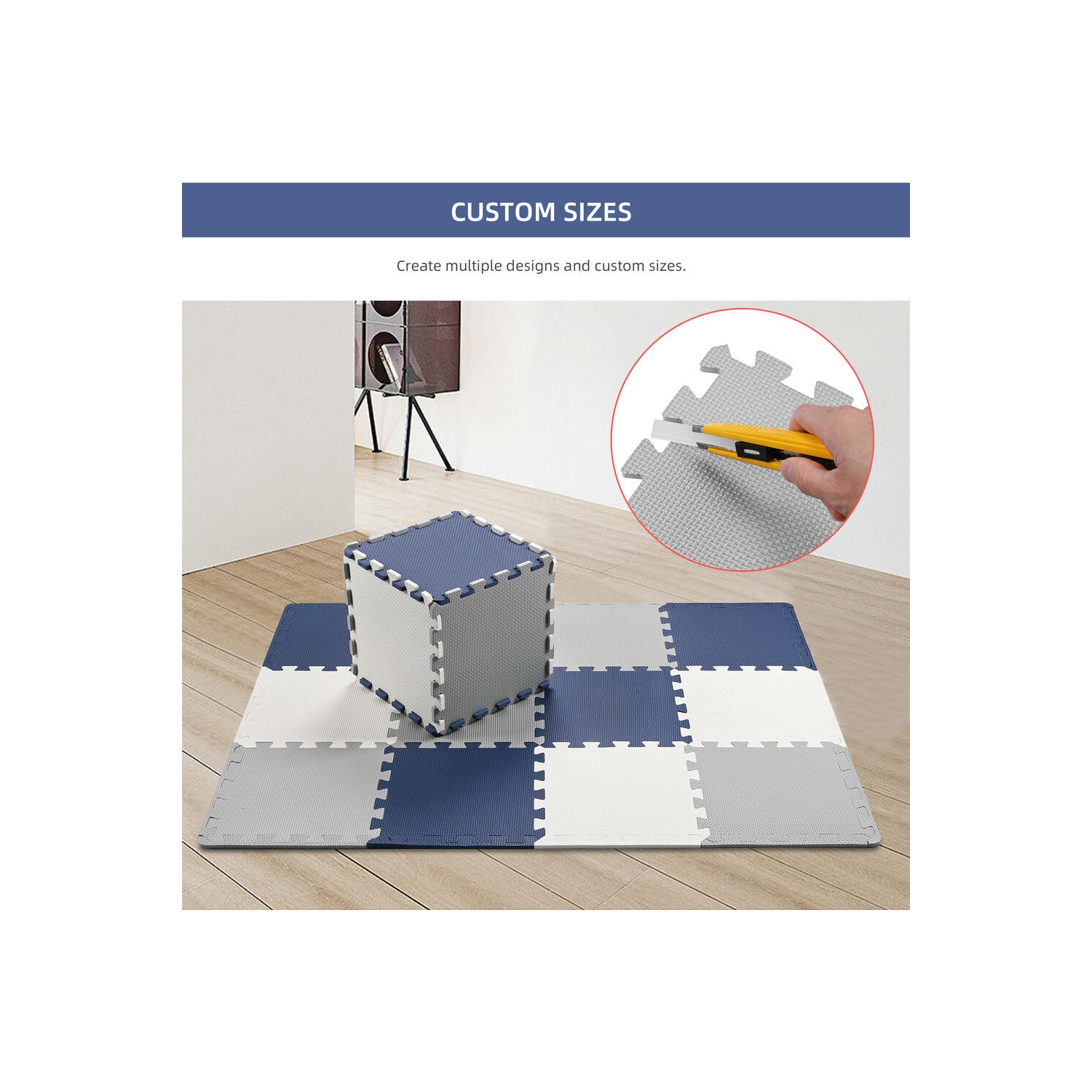 18pcs Puzzle Baby Playmat, EVA Foam Play Mat Crawl Floor Mat, Assembled Size 71.46" x 31.42"