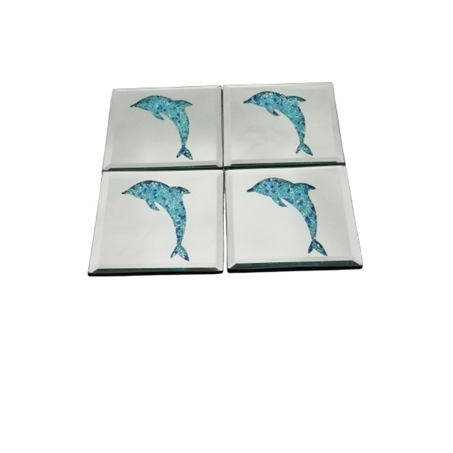 Blue Dolphin Mirror Coaster Set of 4