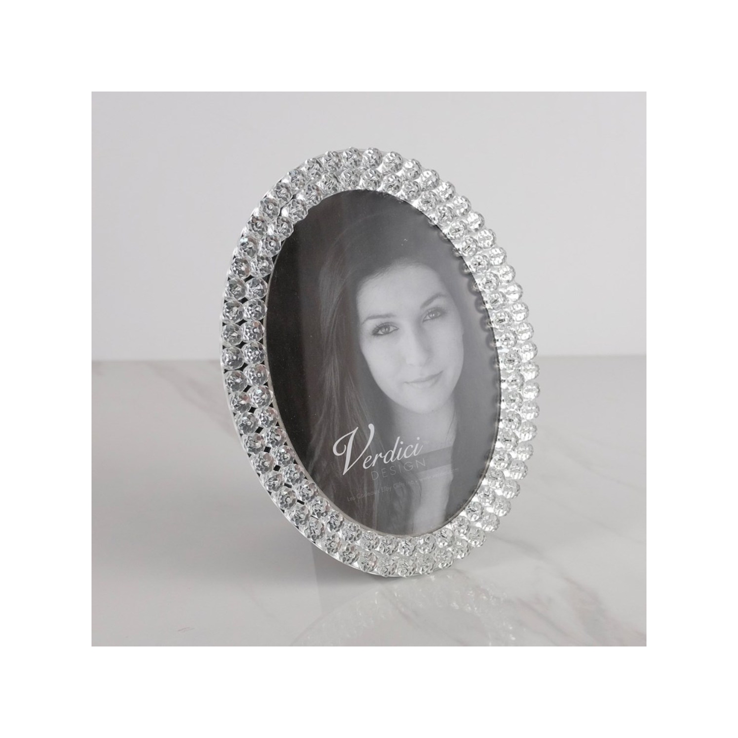 Cadre photo ovale avec cristaux, 5 x 7 po