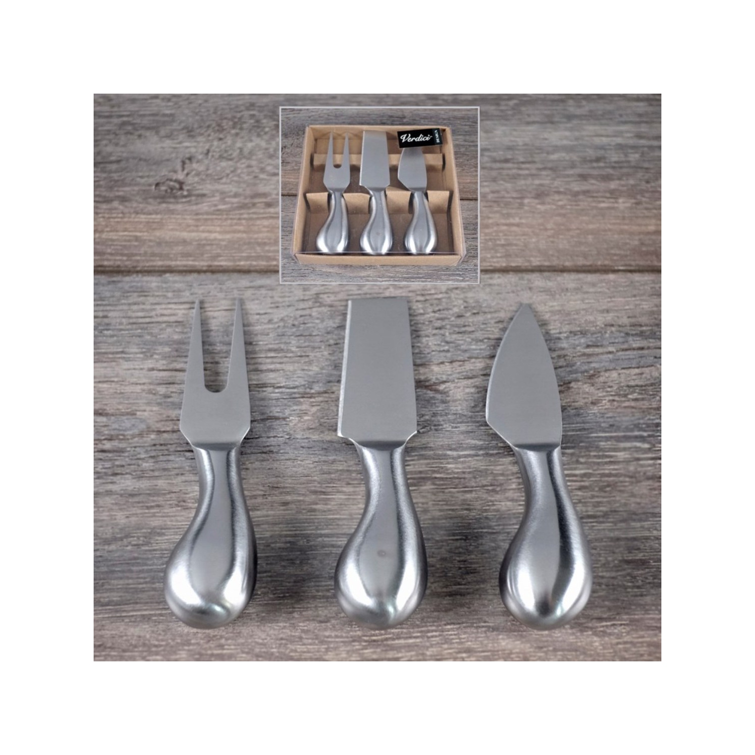 Set of 3 Stainless Steel Cheese knives 5x5"