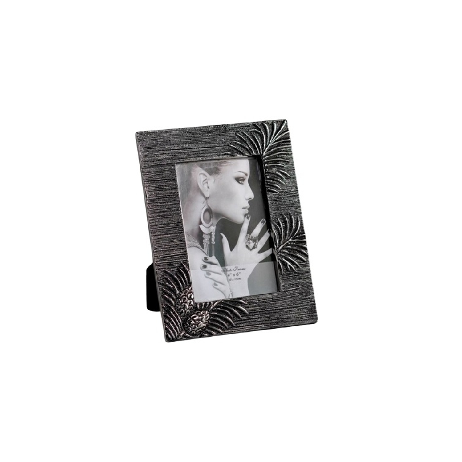 Cadre photo noir/feuille argentée 4 x 6 po