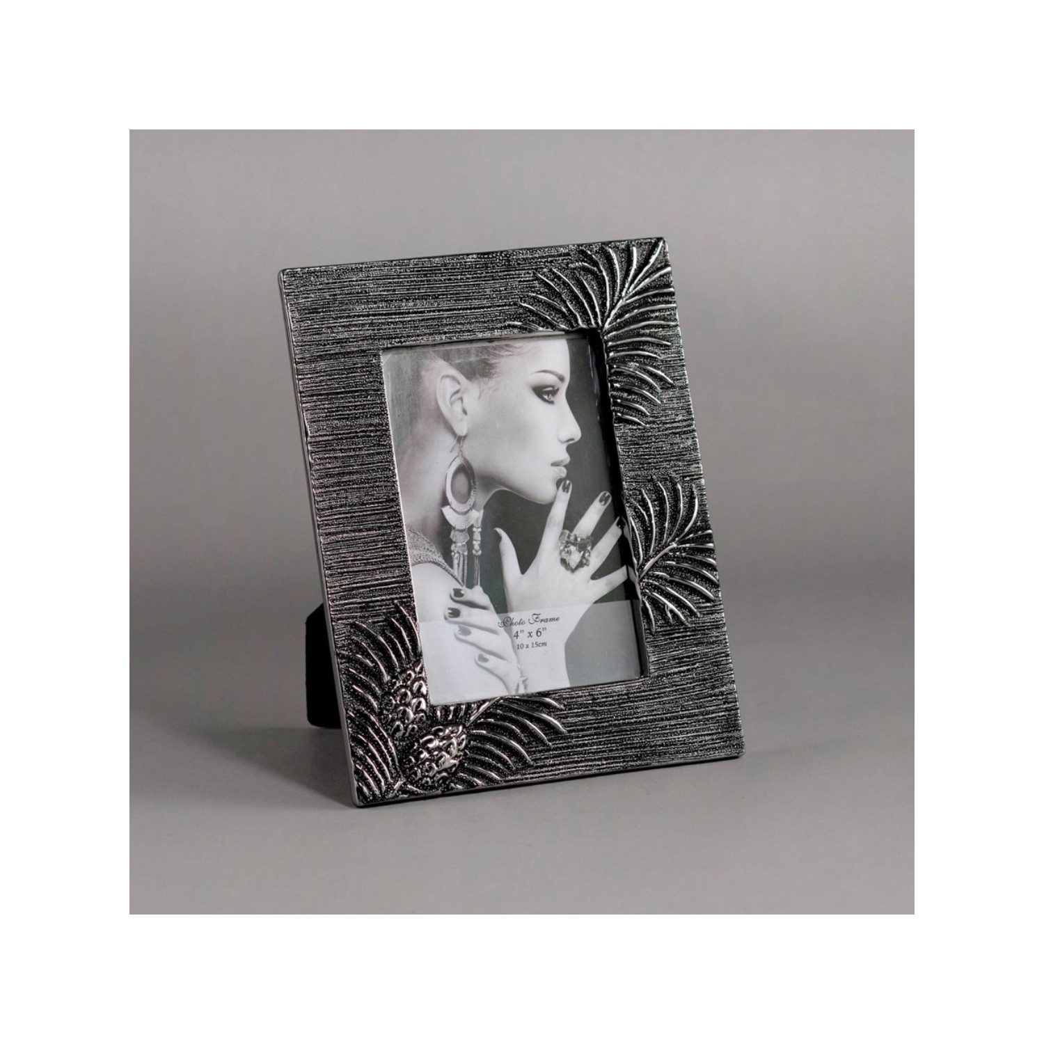 Cadre photo noir/feuille argentée 4 x 6 po