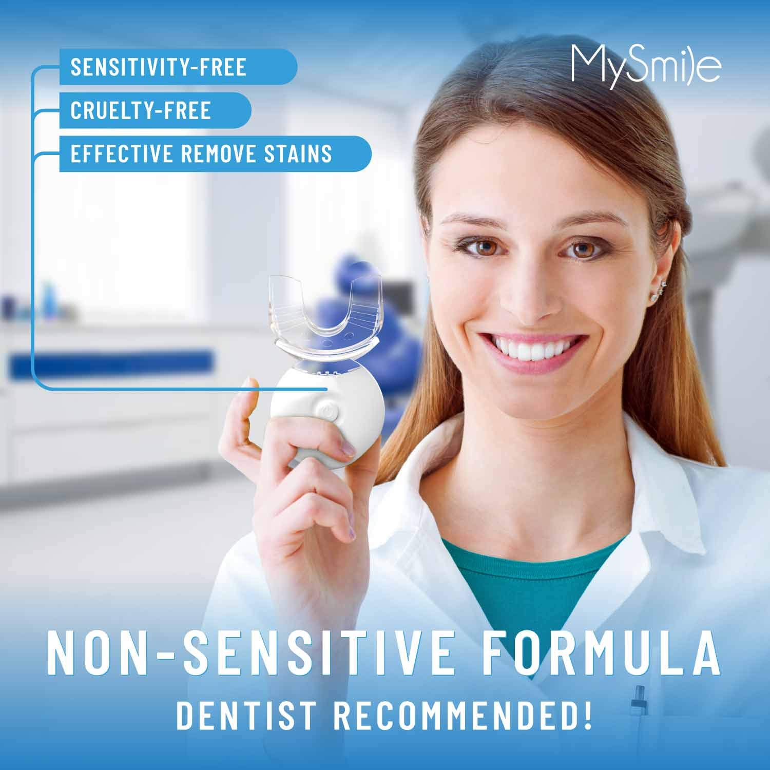 Kit de blanchiment des dents MySmile avec lumière DEL, blanchissant rapide sans sensibilité en 10 minutes avec 3 dents blanchissantes au peroxyde