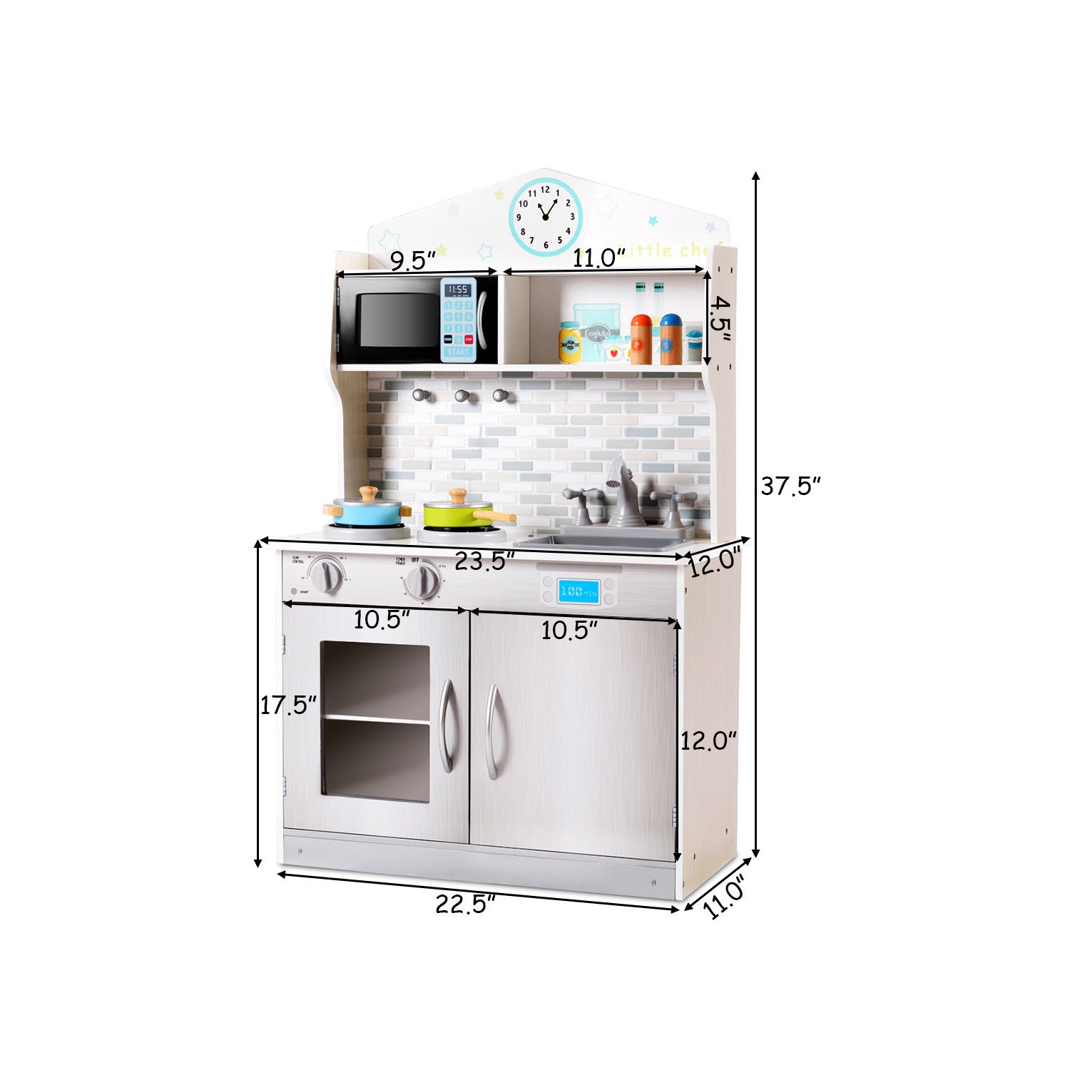 Gymax Kids Wooden Pretend Cooking Playset Cookware Play Set Kitchen Toys Toddler Gift