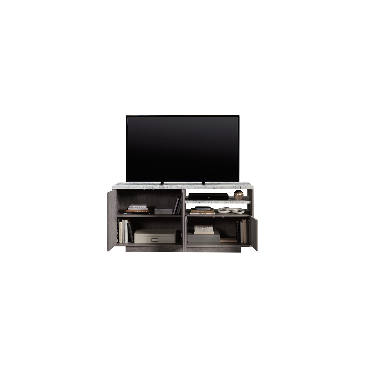 Sauder East Rock Engineered Wood Credenza in Ashen Oak Finish