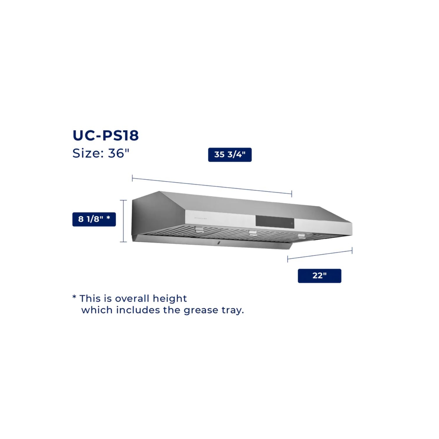 Hauslane&nbsp;| Hotte de dessous d'armoire en acier inoxydable avec conduit de 30&nbsp;po Chef - UC-PS18SS-30