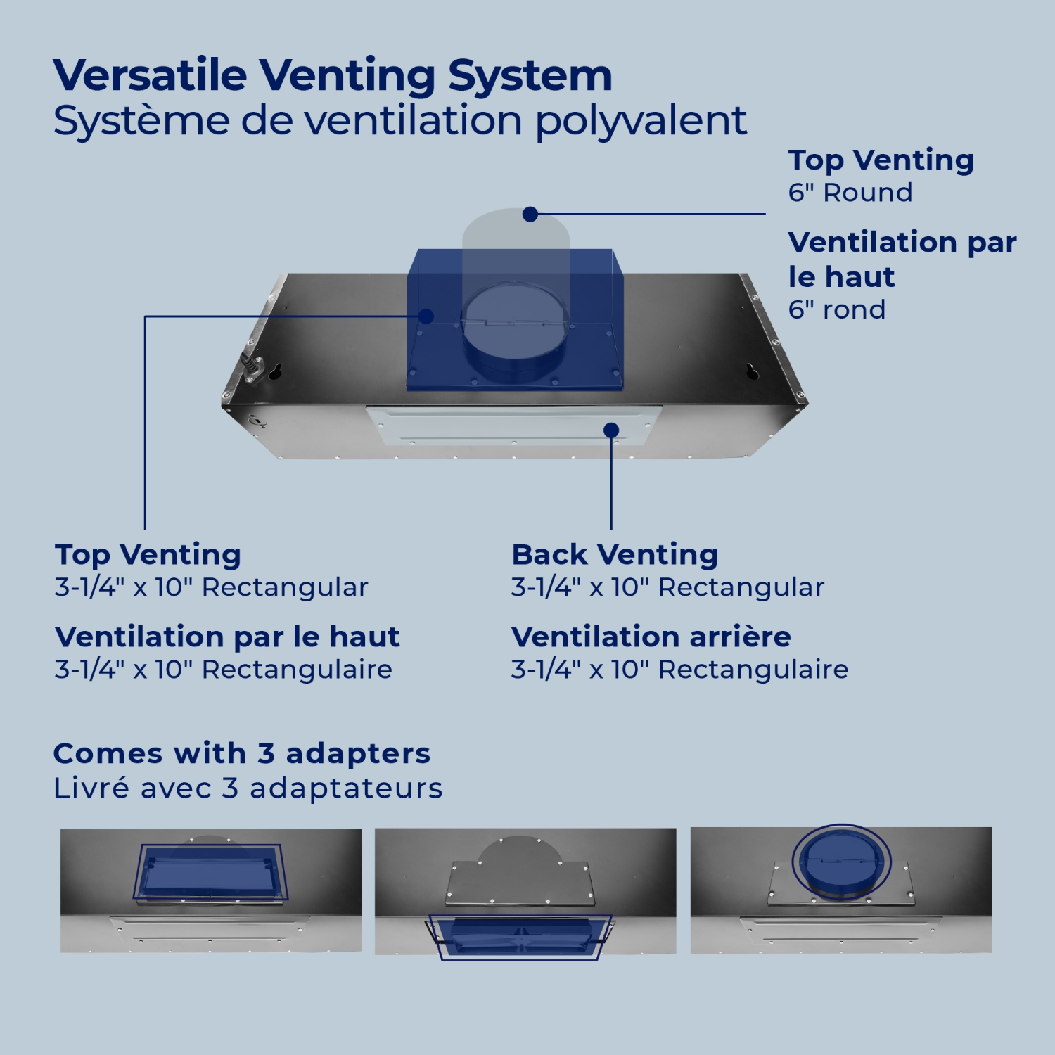 Hauslane&nbsp;| Hotte de dessous d'armoire en acier inoxydable avec conduit de 30&nbsp;po Chef - UC-PS18SS-30