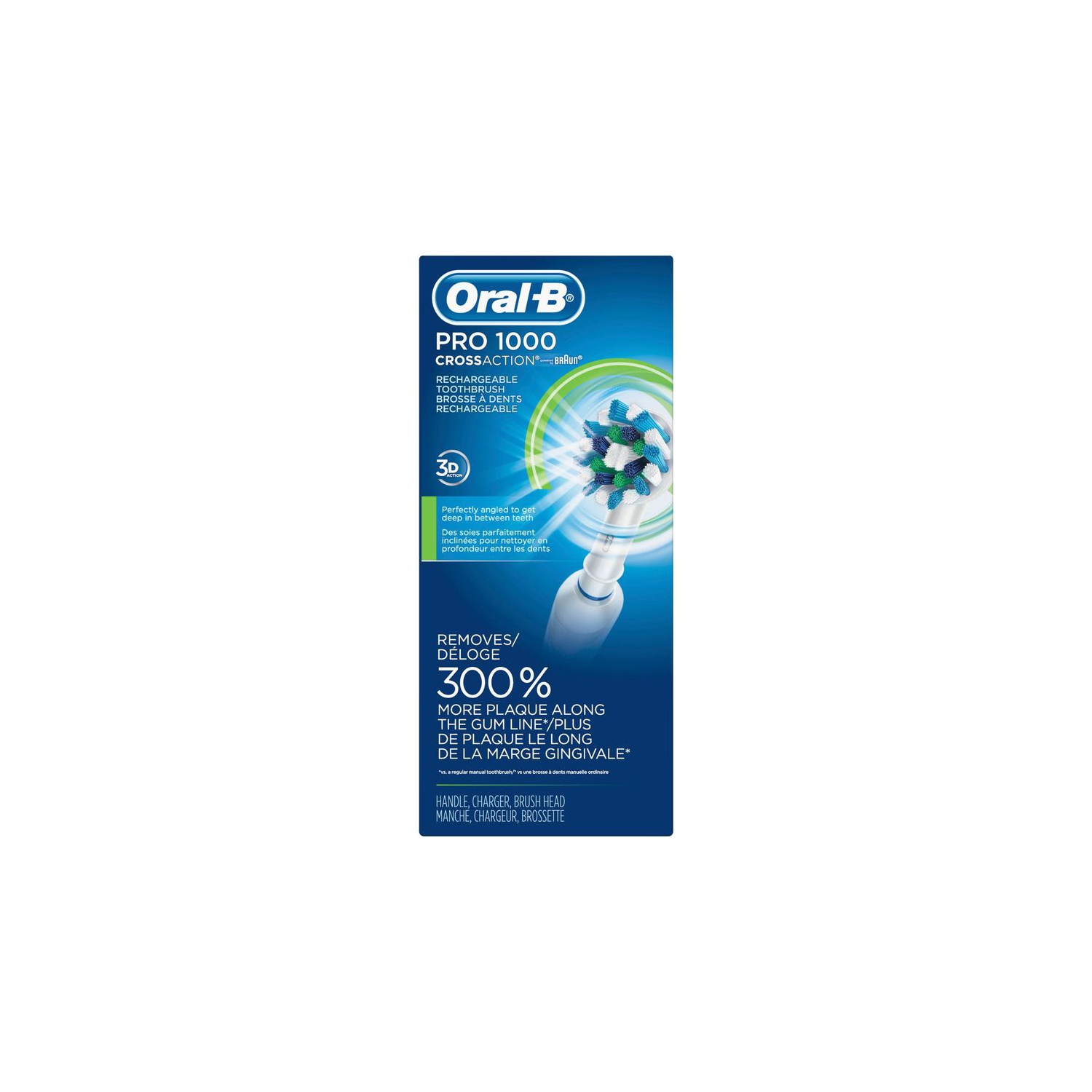 Oral B Pro 1000 CROSSACTION | Power Rechargeable Toothbrush - 300% plaque removal - 3D Action - New