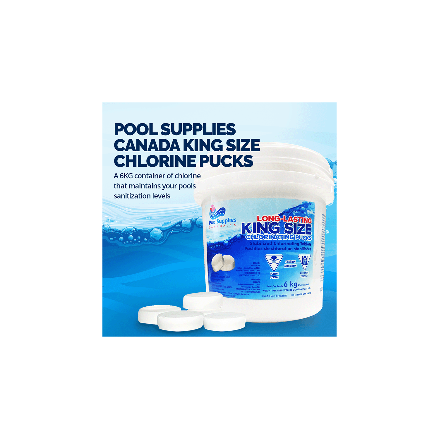 Rondelles de chlore grand format stabilisées par Pool Supplies Canada