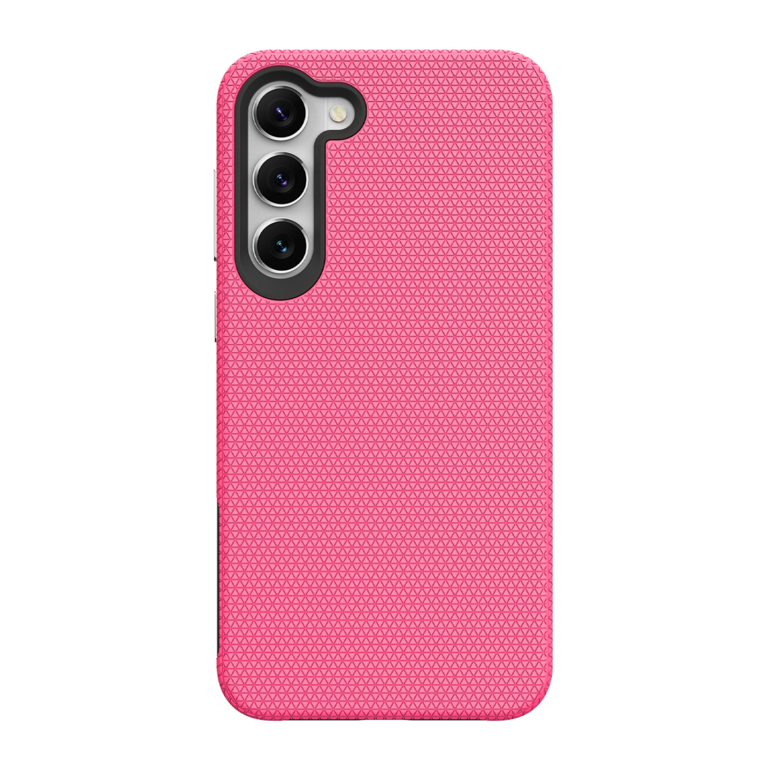 TopSave Triangle Pattern PC Back+Inner TPU Dual Layer Hybrid Rugged Armor Case For Samsung Galaxy S23 Plus 6.6" 5G, Pink