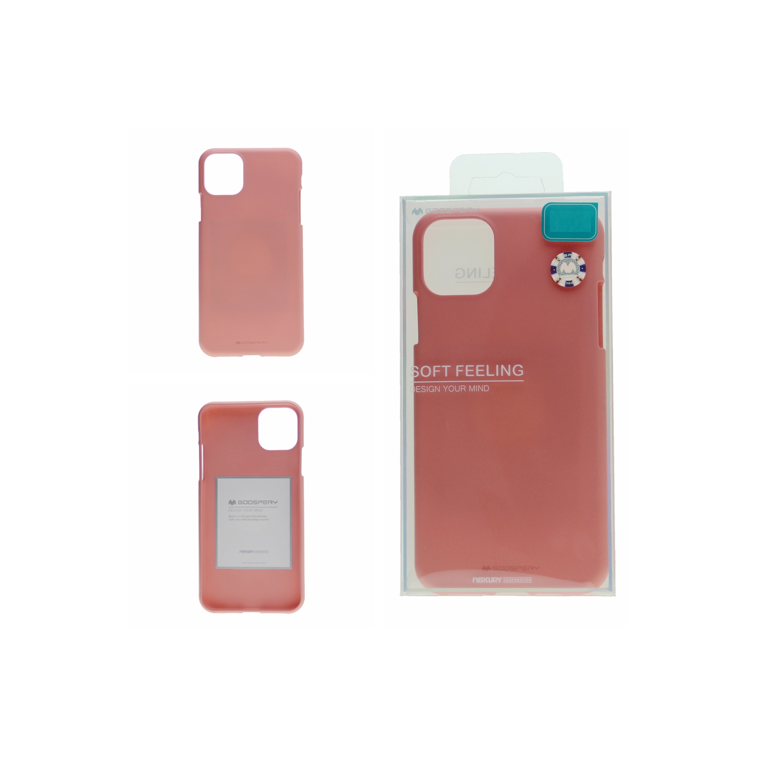 TopSave Goospery Soft Feeling Jelly Silky Slim Bumper Coque pour iPhone 14, Noir, rose