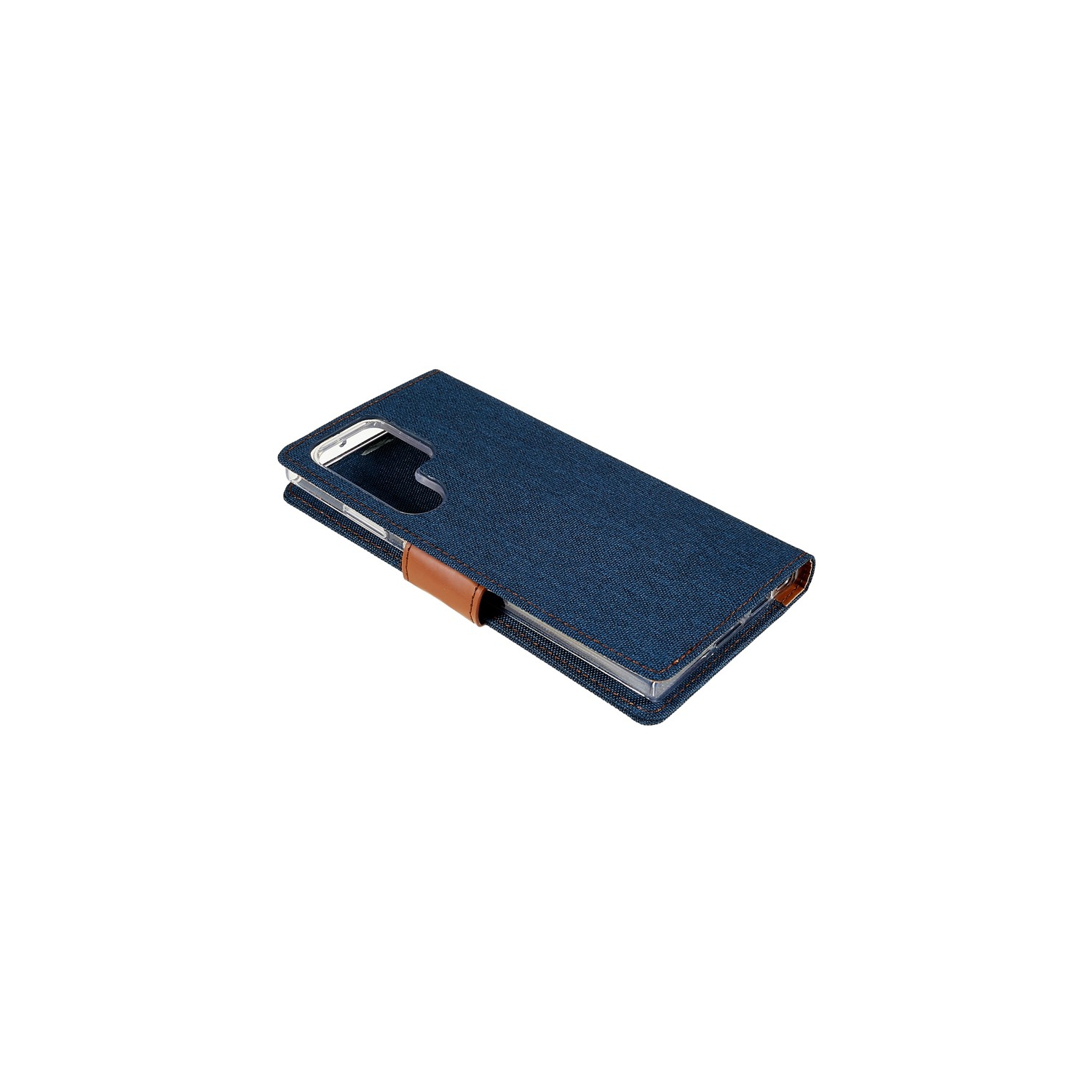 TopSave Goospery CANVAS Card Slot w/Magnetic Clip Denim Cloth Folio Wallet Flip For Samsung Galaxy S23 Ultra 6.8" 5G, Navy Blue