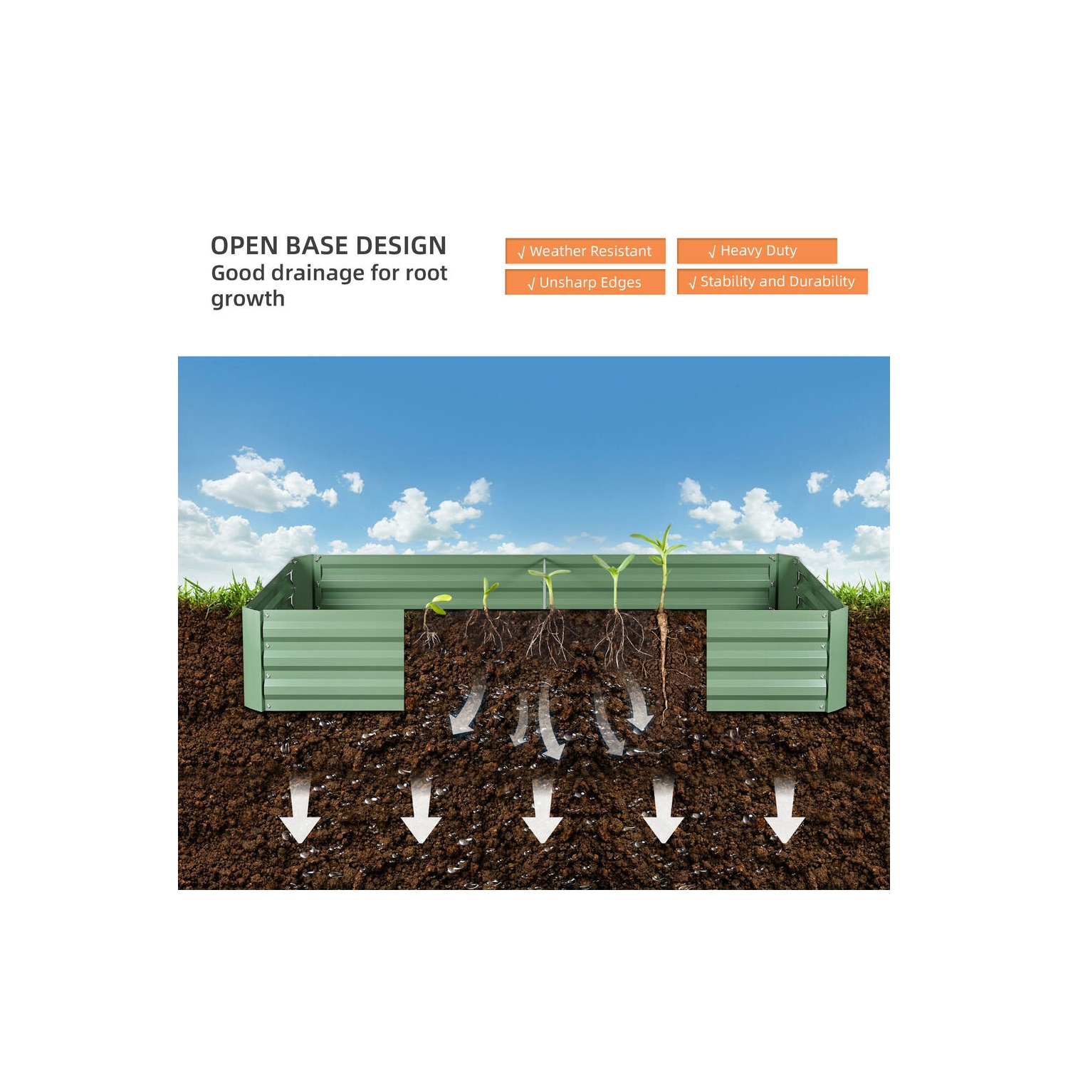 6 x 3 x bac de jardinage surélevé en métal 1 pi, jardinière extérieure robuste résistante aux intempéries et anti-rouille pour légumes en