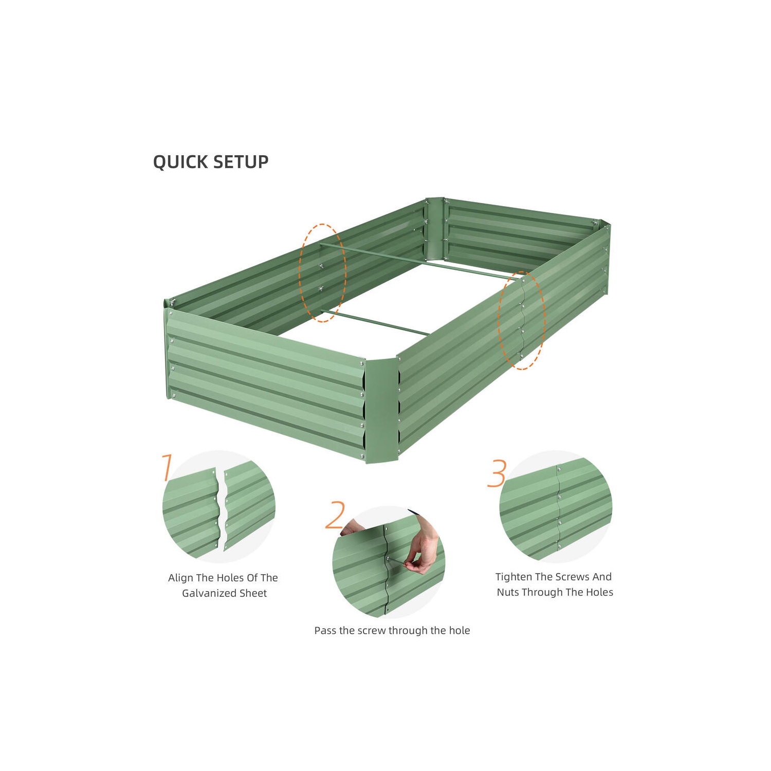 6 x 3 x bac de jardinage surélevé en métal 1 pi, jardinière extérieure robuste résistante aux intempéries et anti-rouille pour légumes en