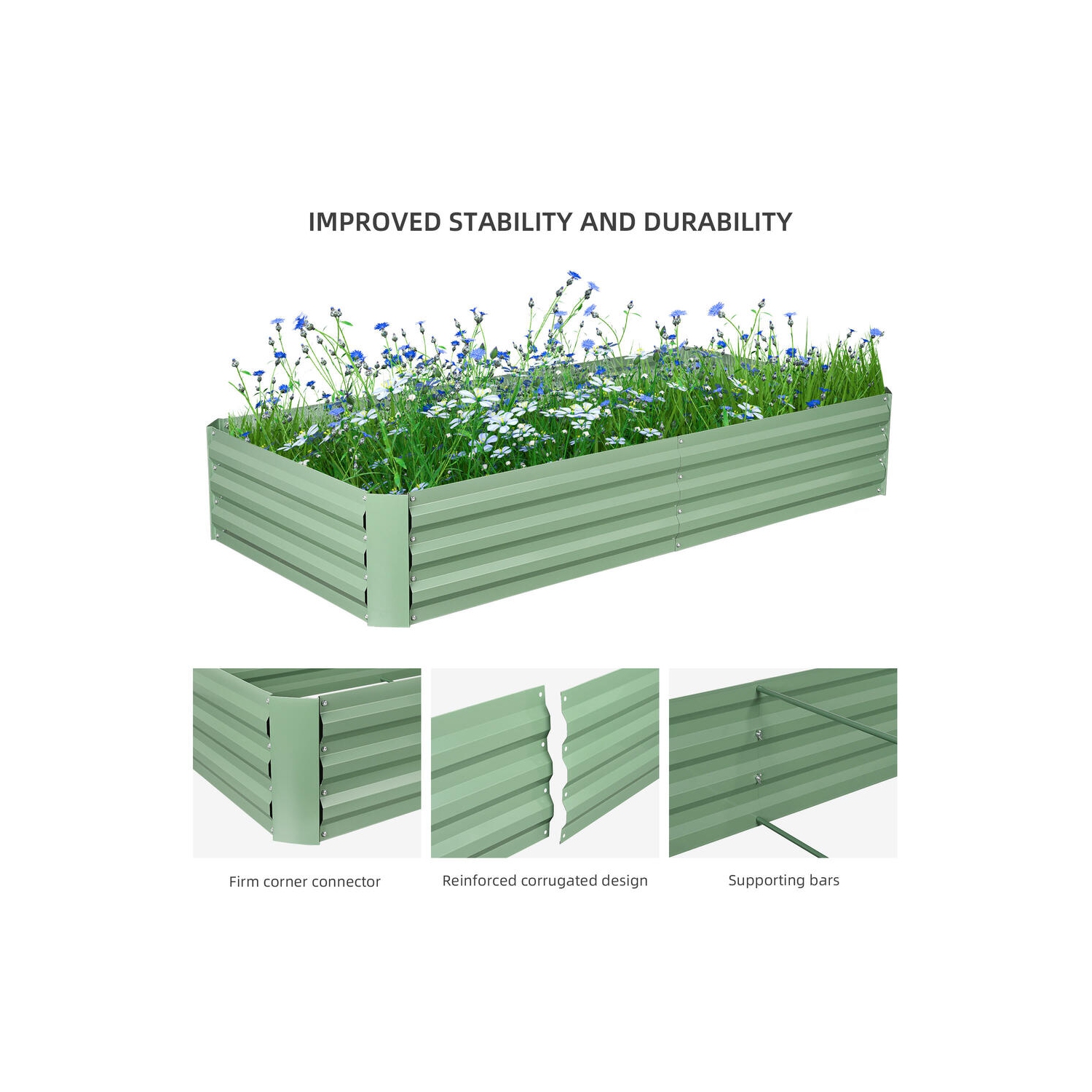 6 x 3 x bac de jardinage surélevé en métal 1 pi, jardinière extérieure robuste résistante aux intempéries et anti-rouille pour légumes en