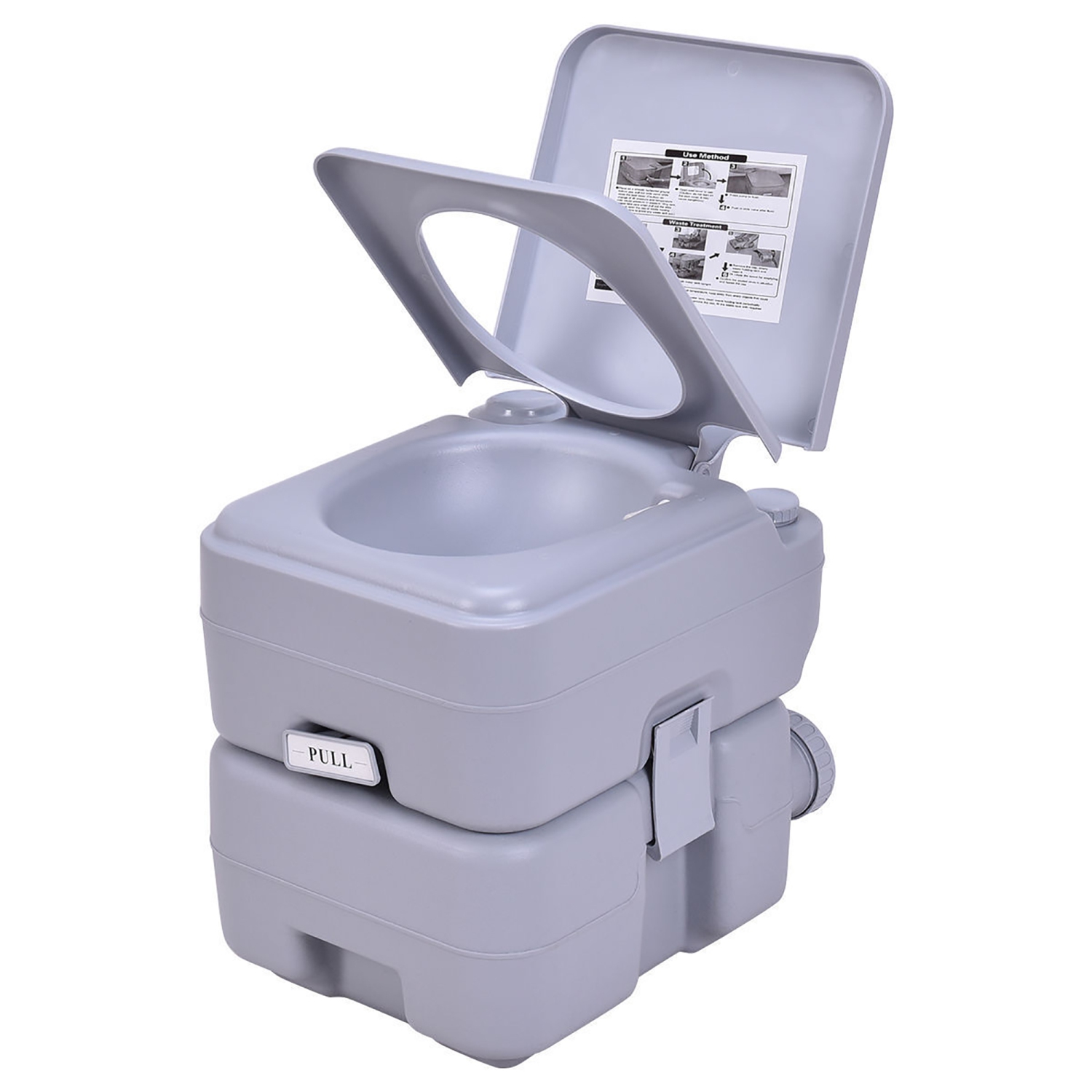 Gymax 5.3 Gallon 20L Portable Toilet Flush Travel Camping Outdoor/Indoor Potty Commode