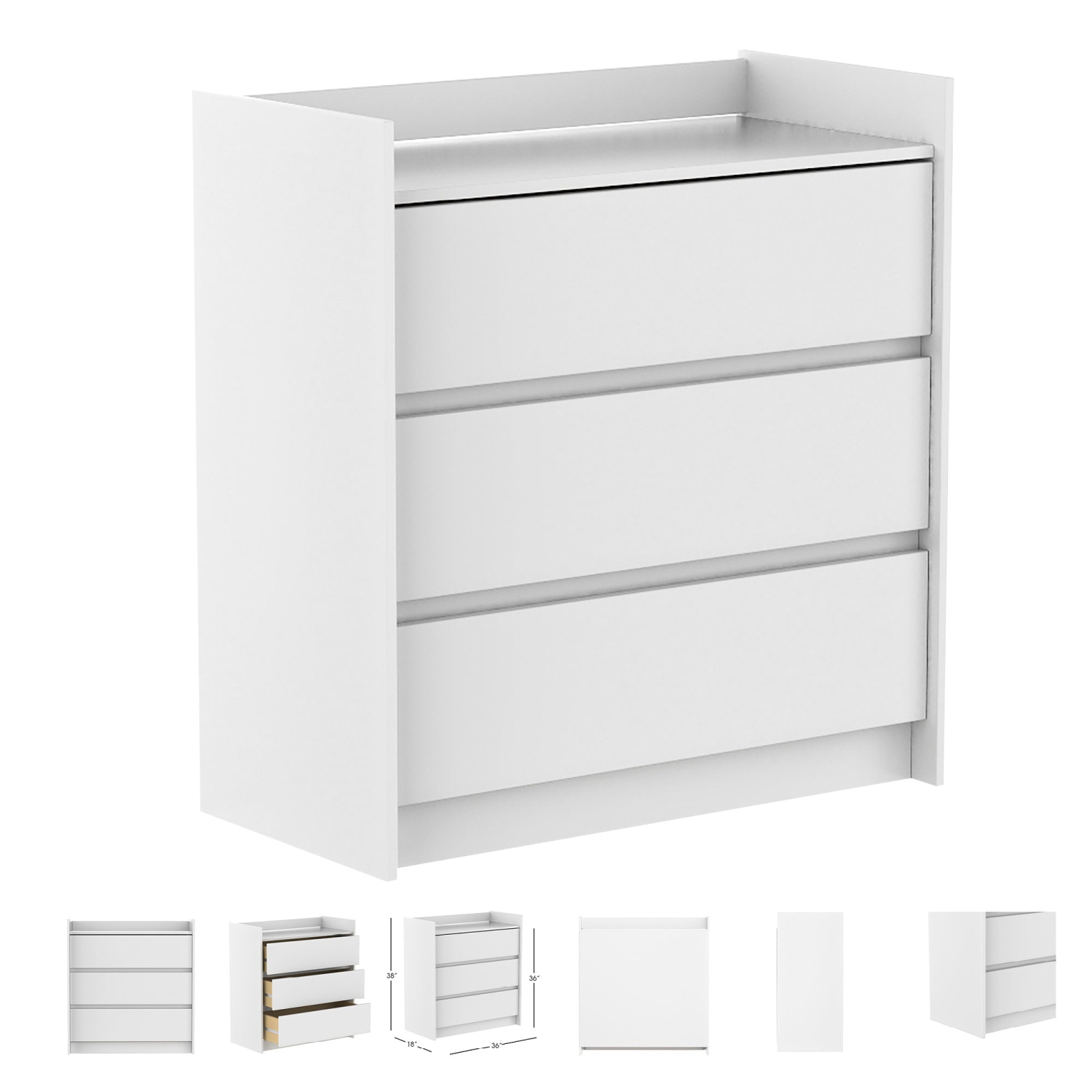 Lit de bébé Trio Lauren et table à langer Alex, tous blancs