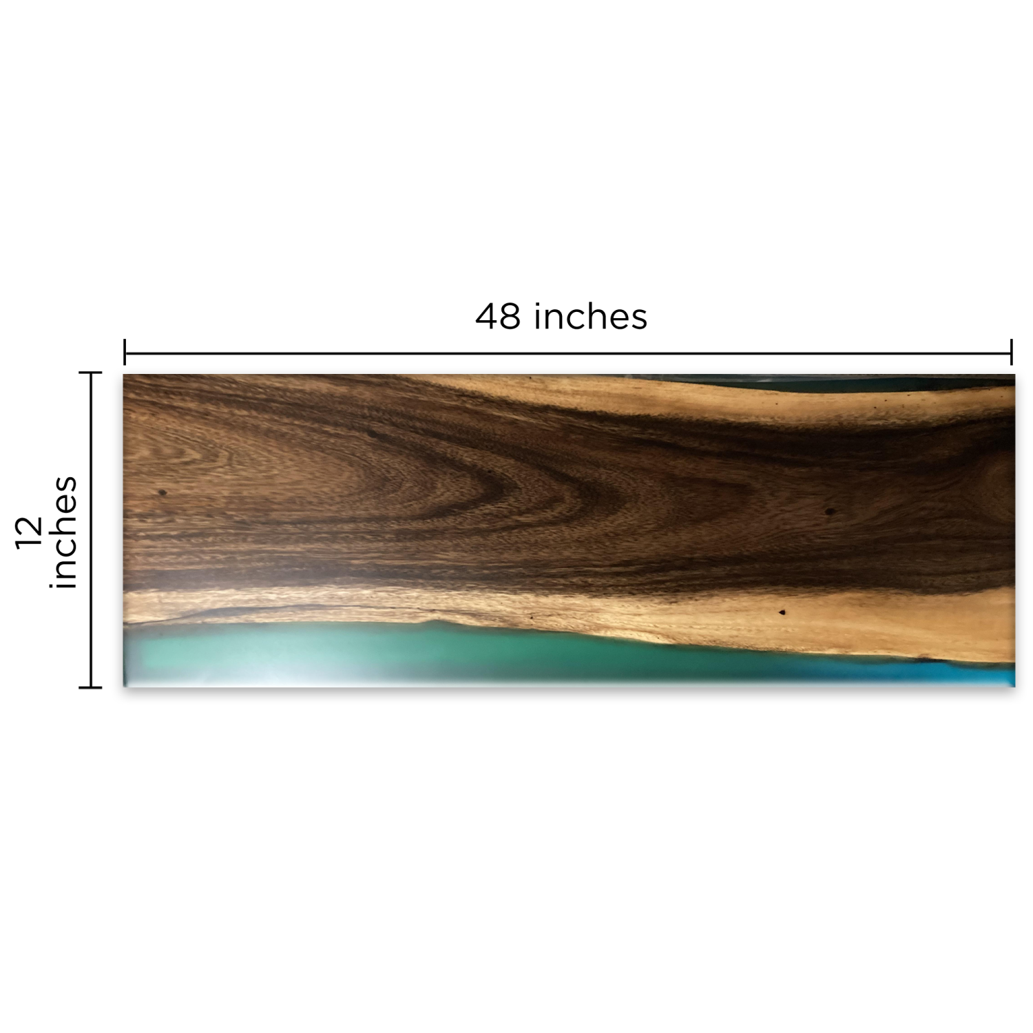 Small Epoxy Resin River Table Top/Shelf 48" x 12"