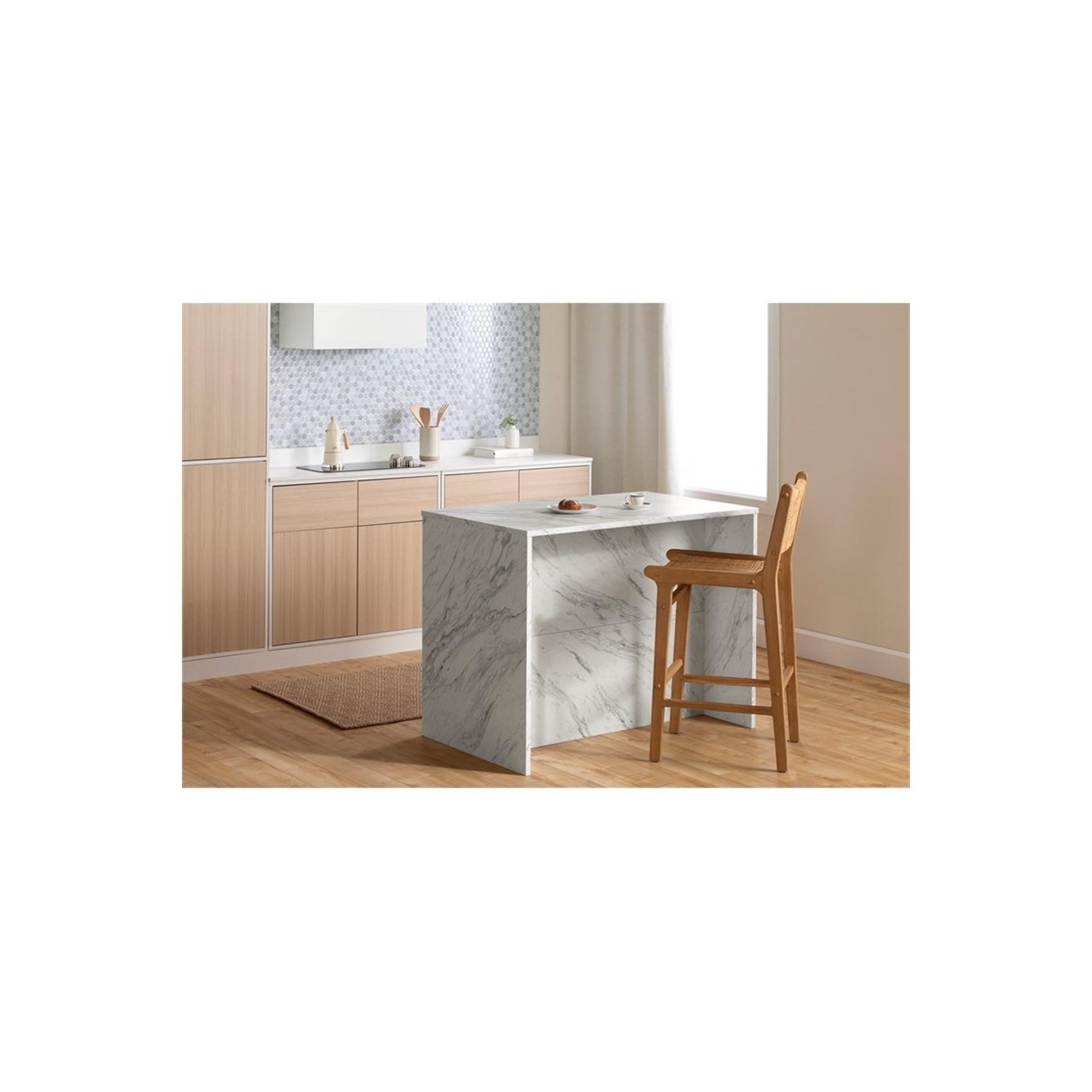 South Shore Myro 47"W Engineered Wood Kitchen Island with Storage White
