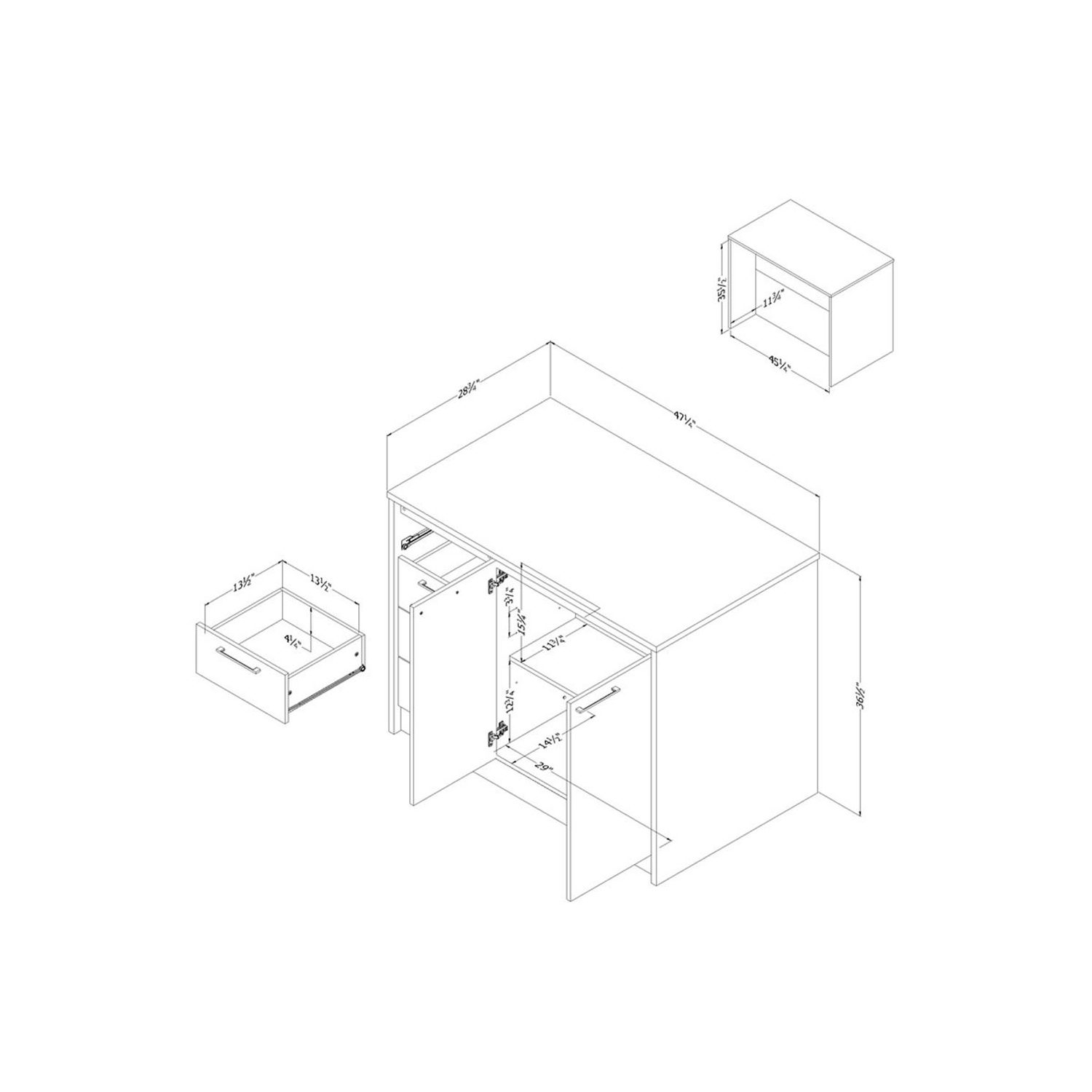 South Shore Myro 47"W Engineered Wood Kitchen Island with Storage White