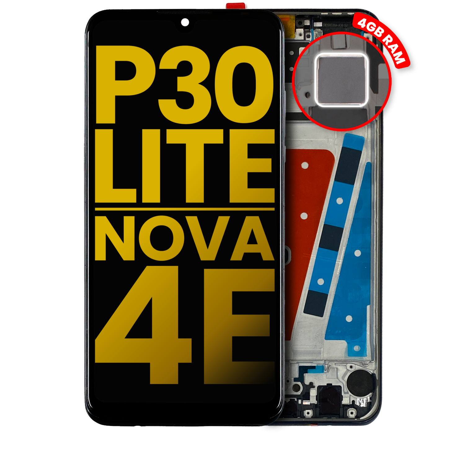Refurbished - Replacement LCD Assembly With Frame Compatible For Huawei P30 Lite (2019) / Nova 4e (4GB RAM) (Midnight Black)
