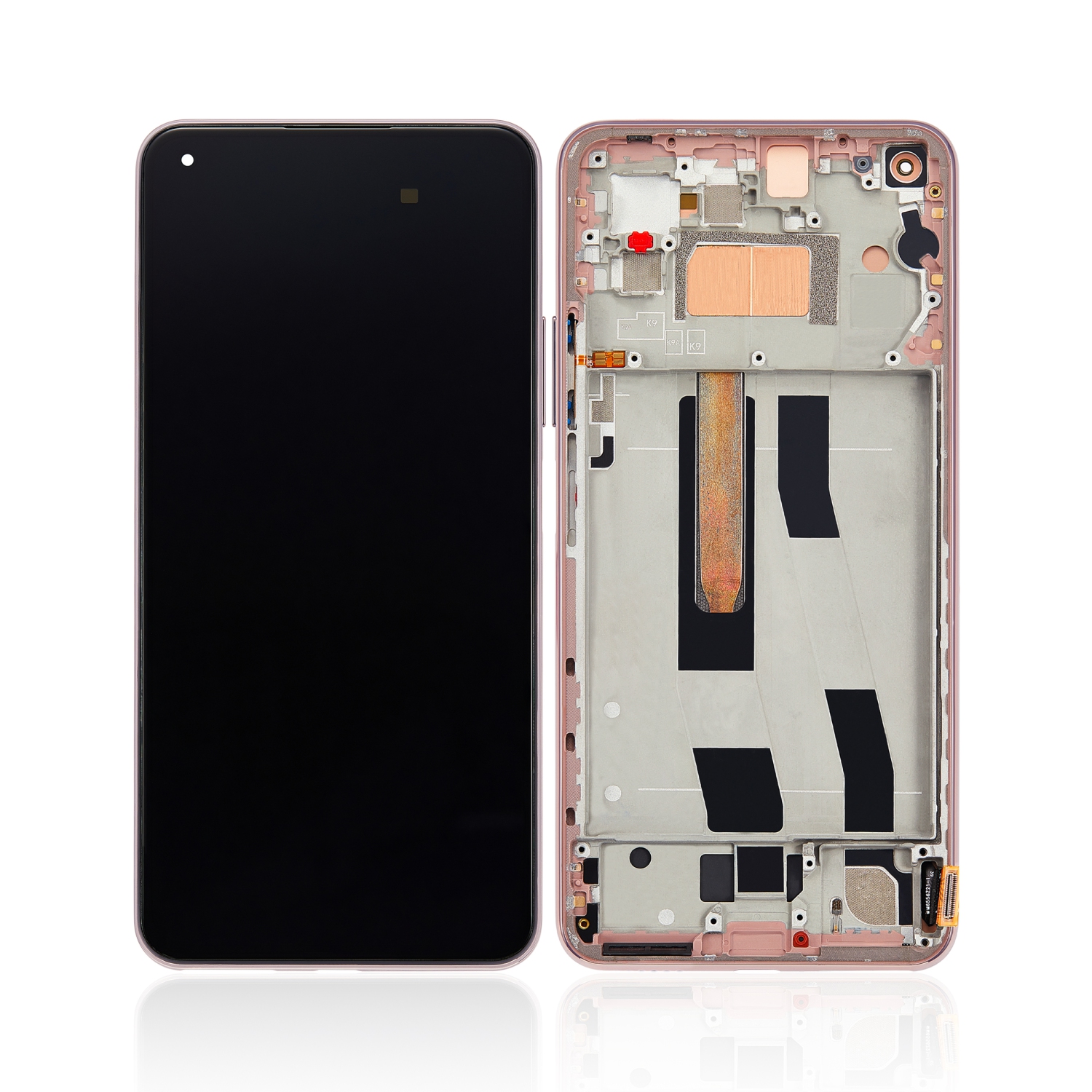 Refurbished (Excellent) - Replacement OLED Assembly With Frame Compatible For Xiaomi Mi 11 Lite (Peach Pink)