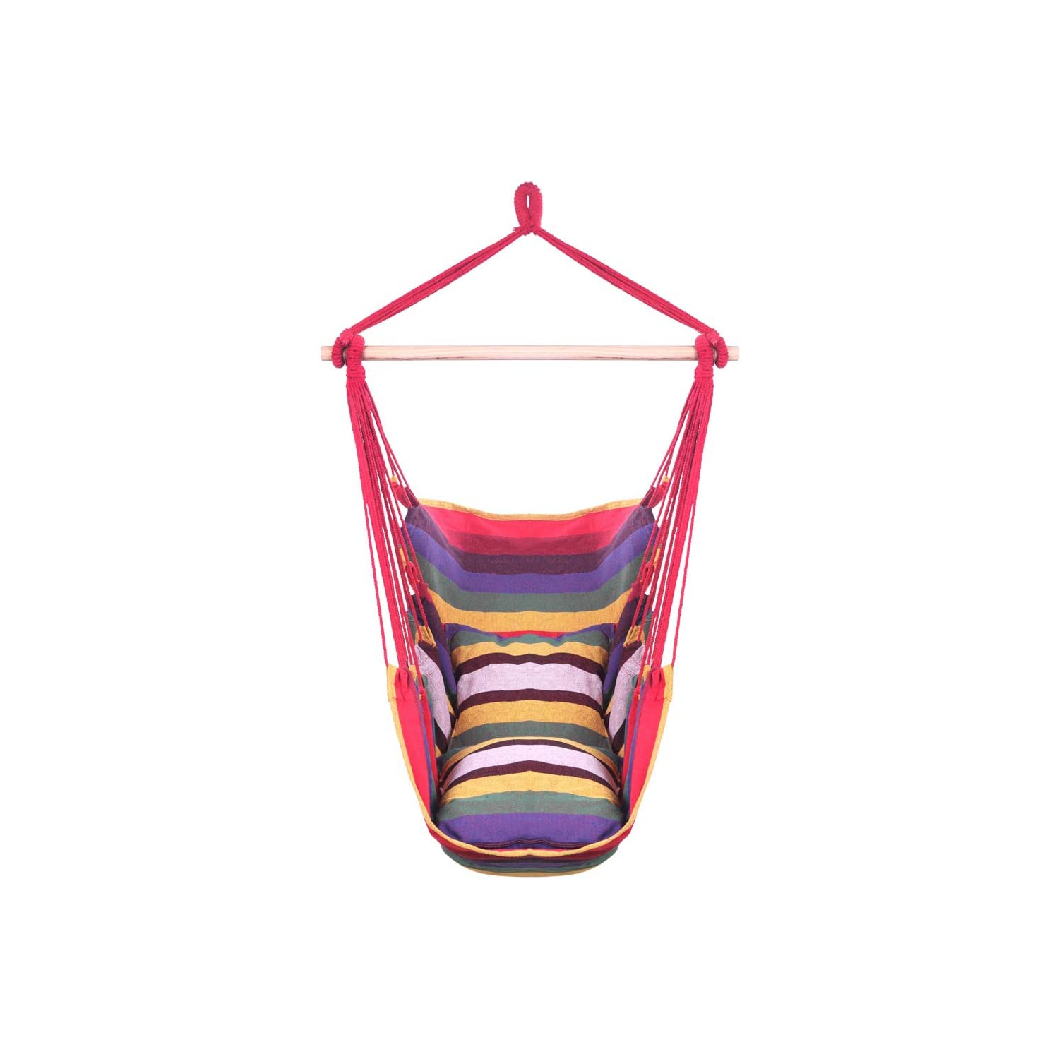 Hammock Hanging Chair Standing Hanging Chair Seats Max 113kg 2 Cushions Included Steel Spreader Bar with Non-Slip Rings