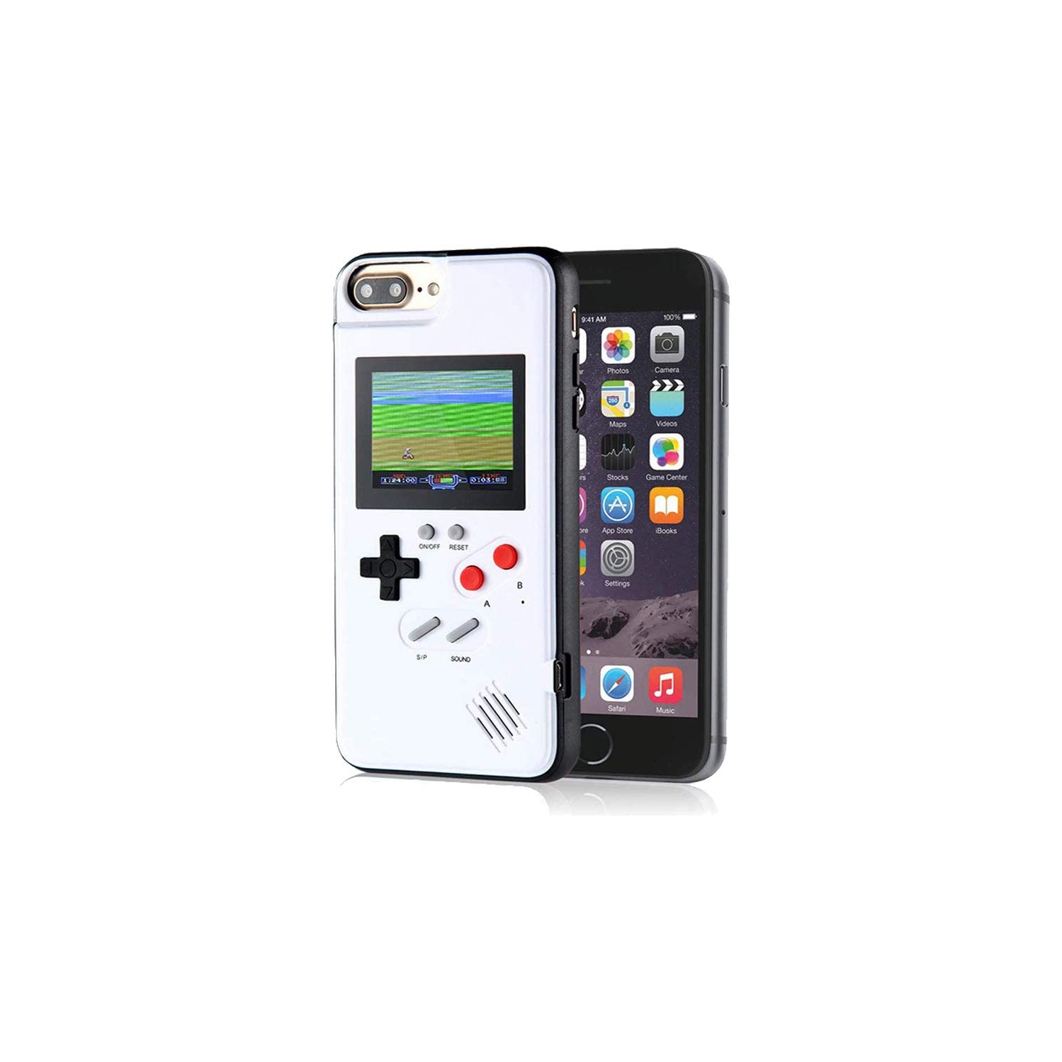 Game Console Case for iPhone 8, Shockproof Case with Video Games for iPhone 7, Color Display Retro Gameboy Case, Game Phone Case for iPhone 6/6S/7/8, White
